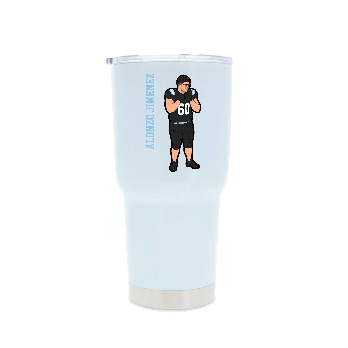 30oz Stainless Steel Tumbler — Name Vertical in White