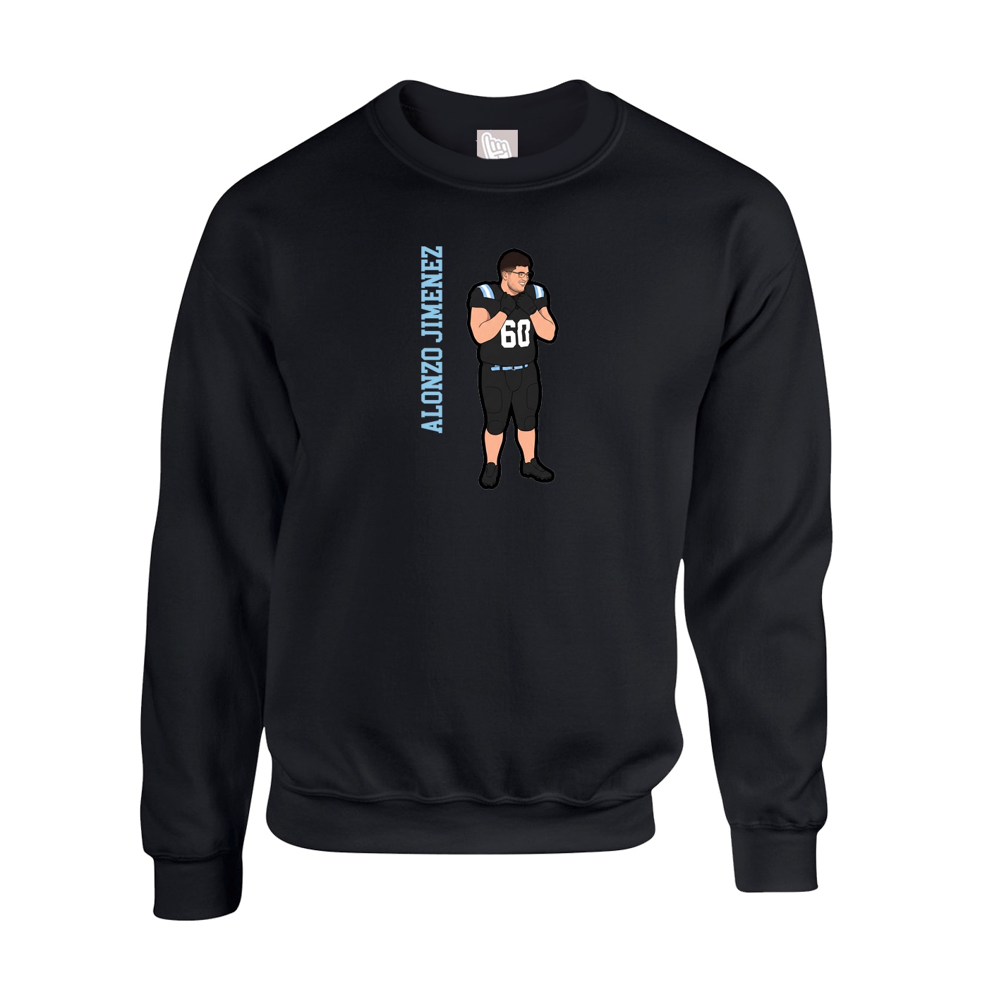 Fleece Crew — Name Vertical in Black
