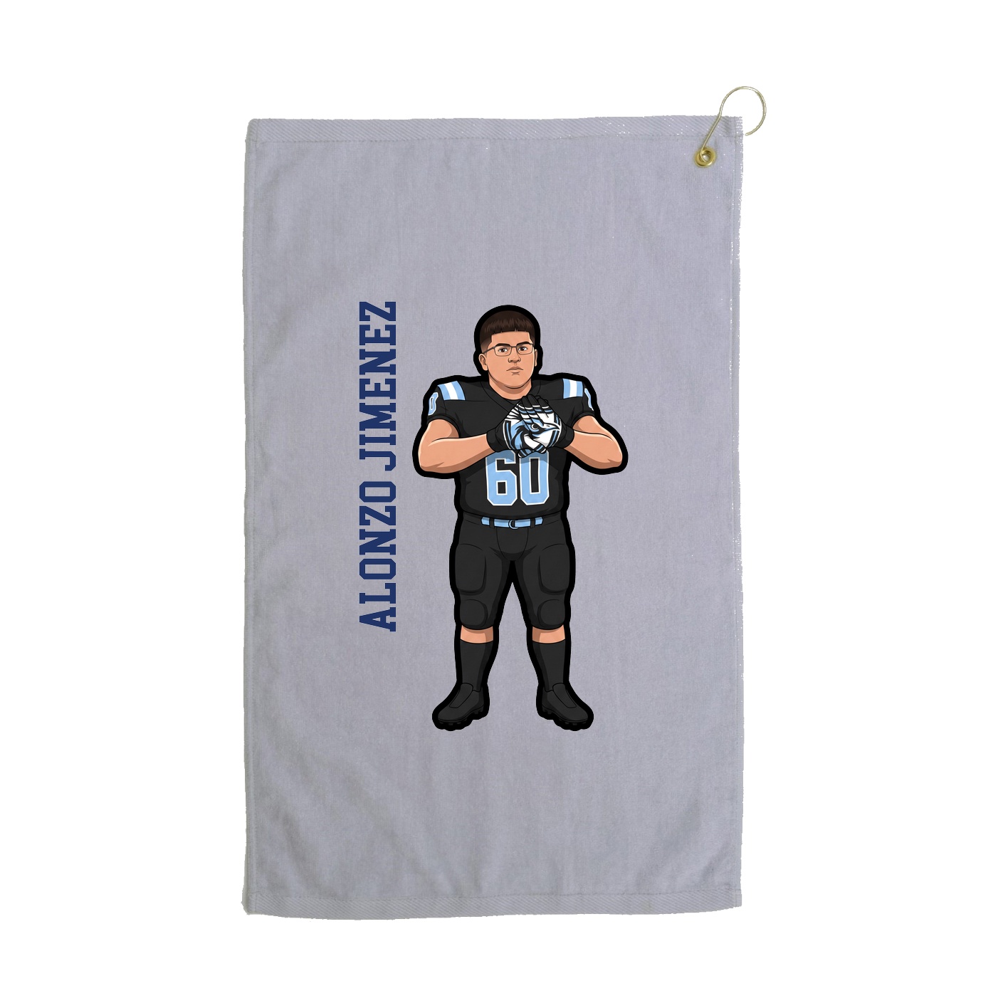 Golf Towel — Name Vertical in Grey