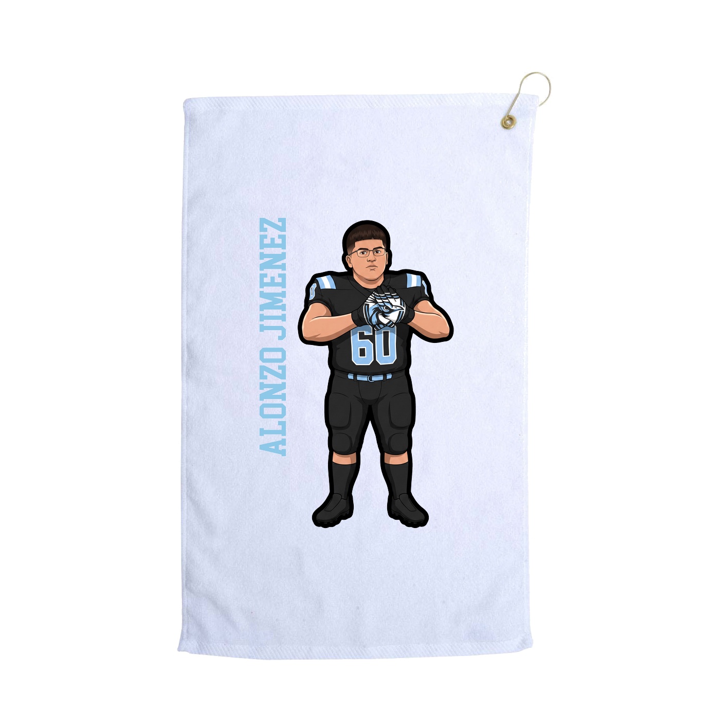 Golf Towel — Name Vertical in White