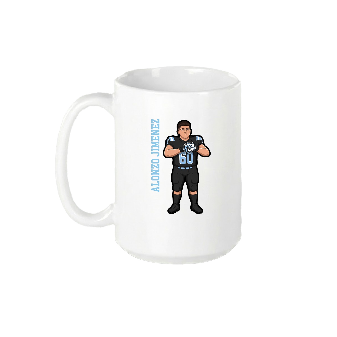 15oz Coffee Mug — Name Vertical in White