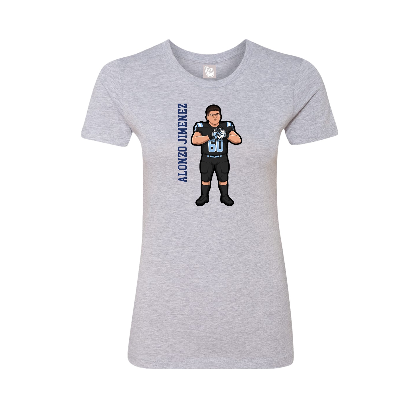 Fitted Women's Tee — Name Vertical in Grey