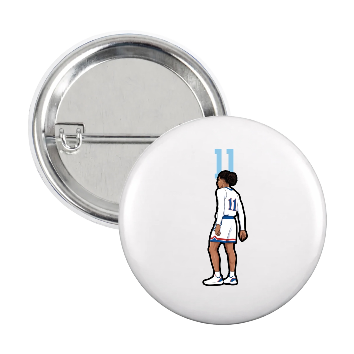 Game Day Button — Number Top in White