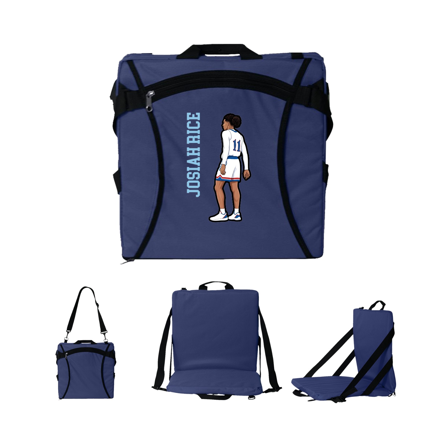 Folding Stadium Seat — Name Vertical in Navy