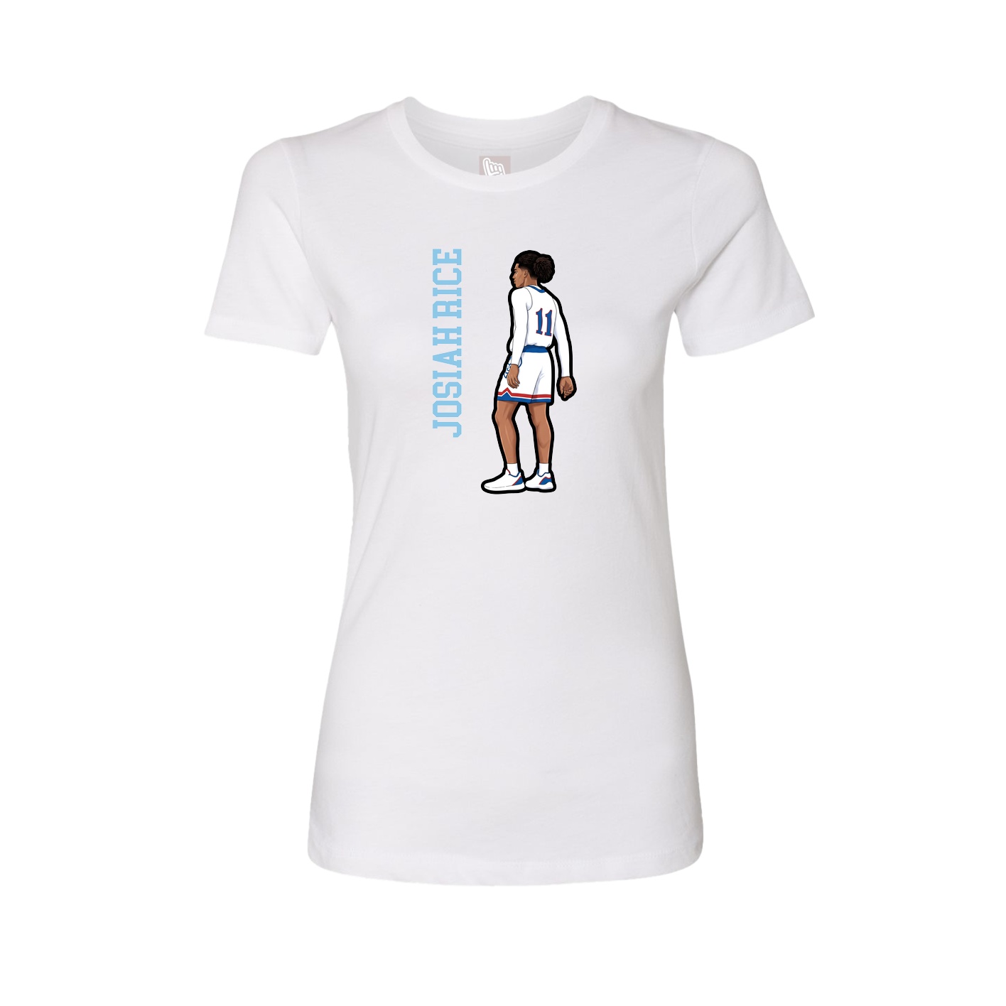Fitted Women's Tee — Name Vertical in White
