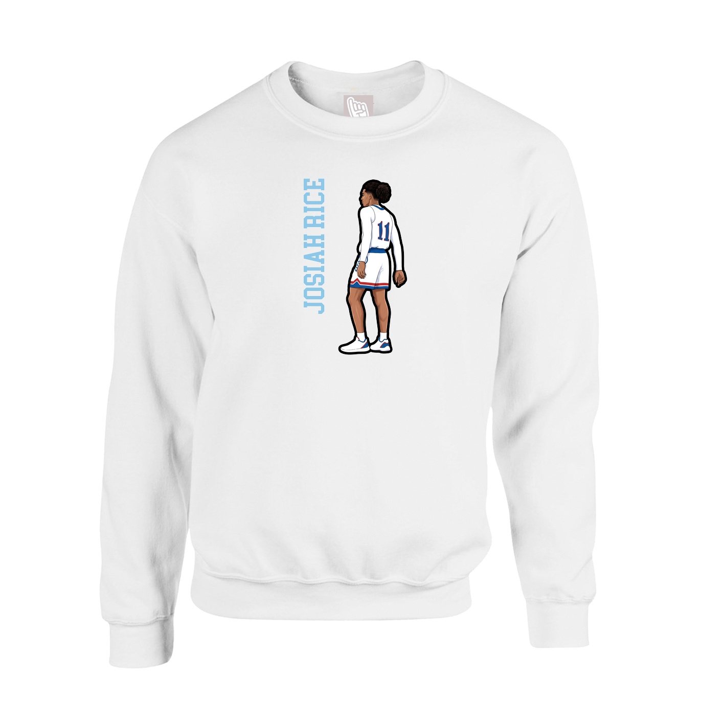 Fleece Crew — Name Vertical in White