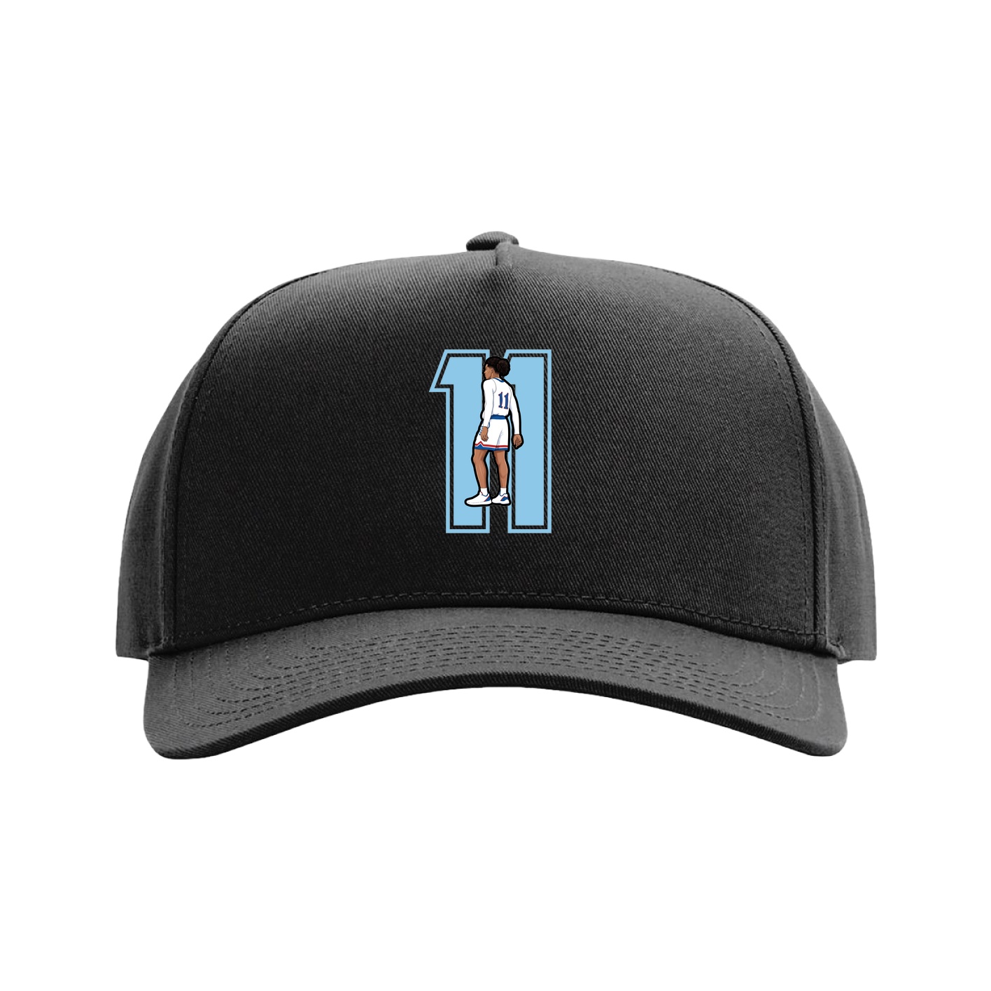 Full Fabric Five-Panel Champ Cap — Number in Black