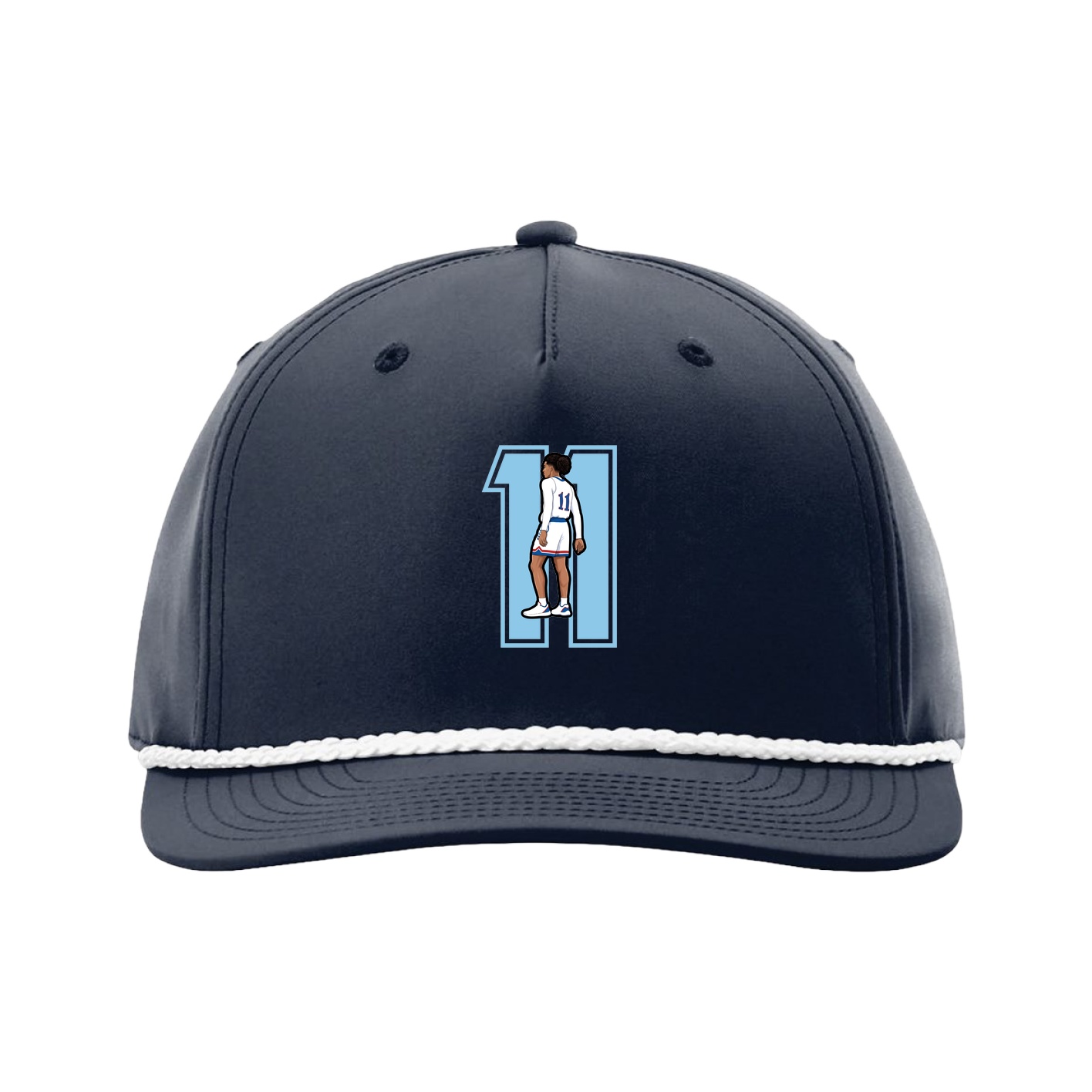 Five-Panel Classic Rope Cap — Number in Navy