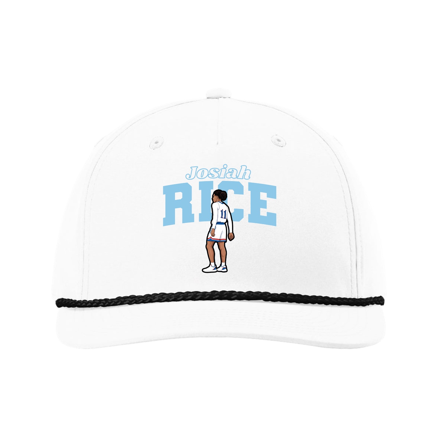 Five-Panel Classic Rope Cap — Name Arch in White