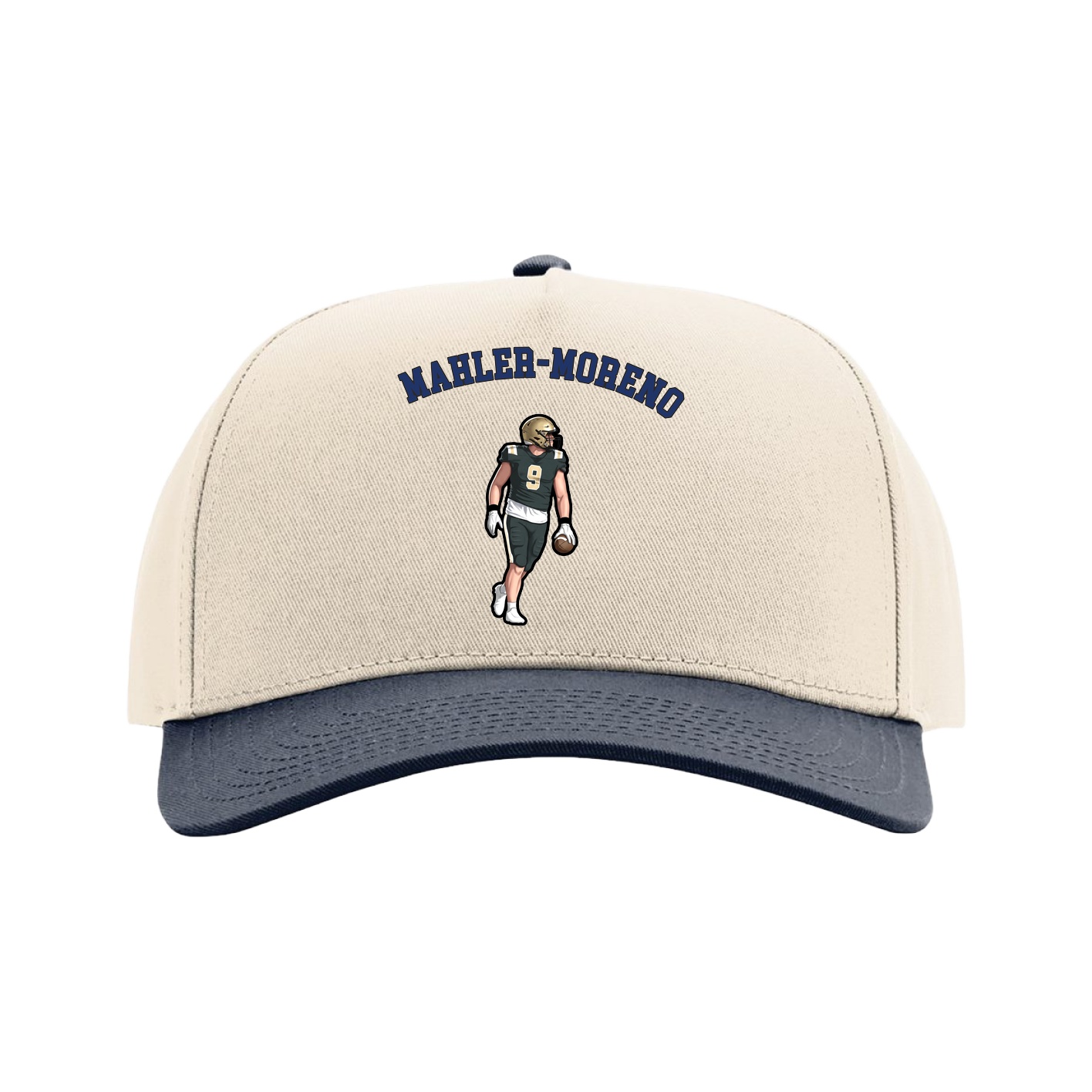 Full Fabric Five-Panel Champ Cap — Shirsey Arch in Cream/Navy