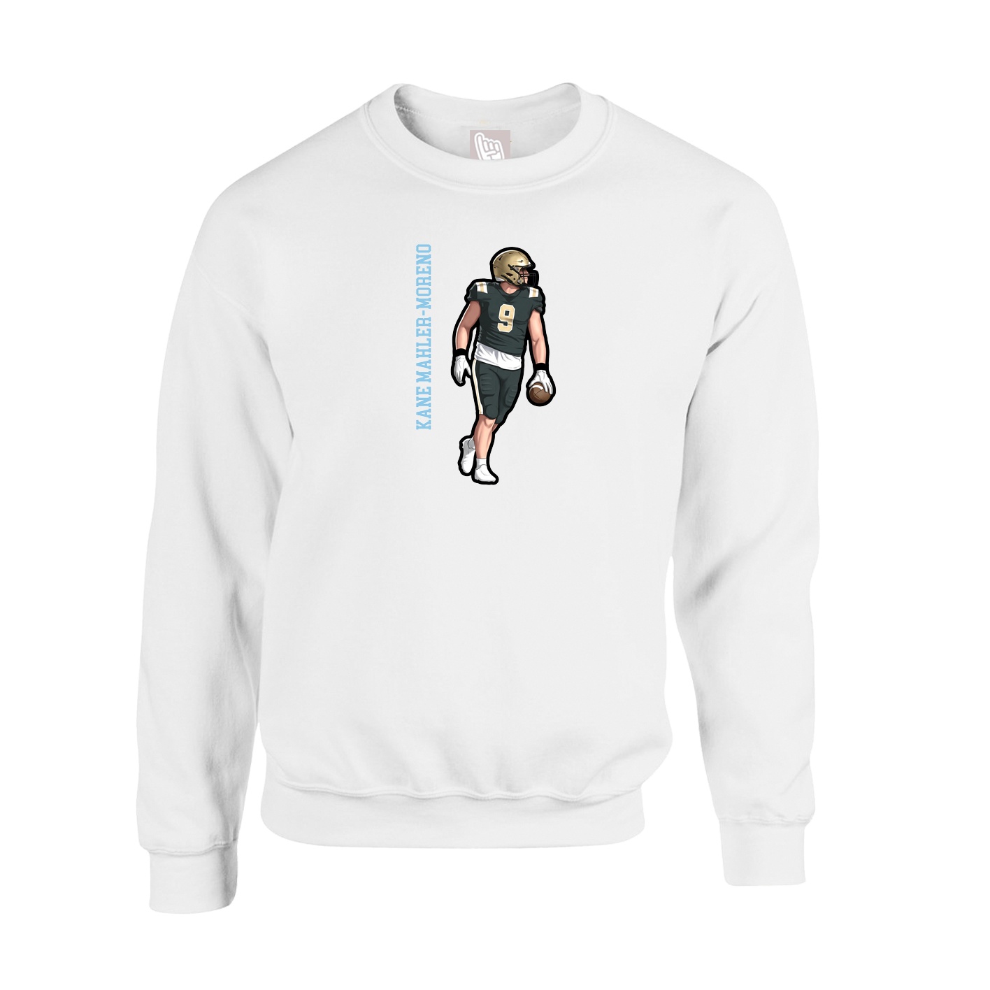 Fleece Crew — Name Vertical in White