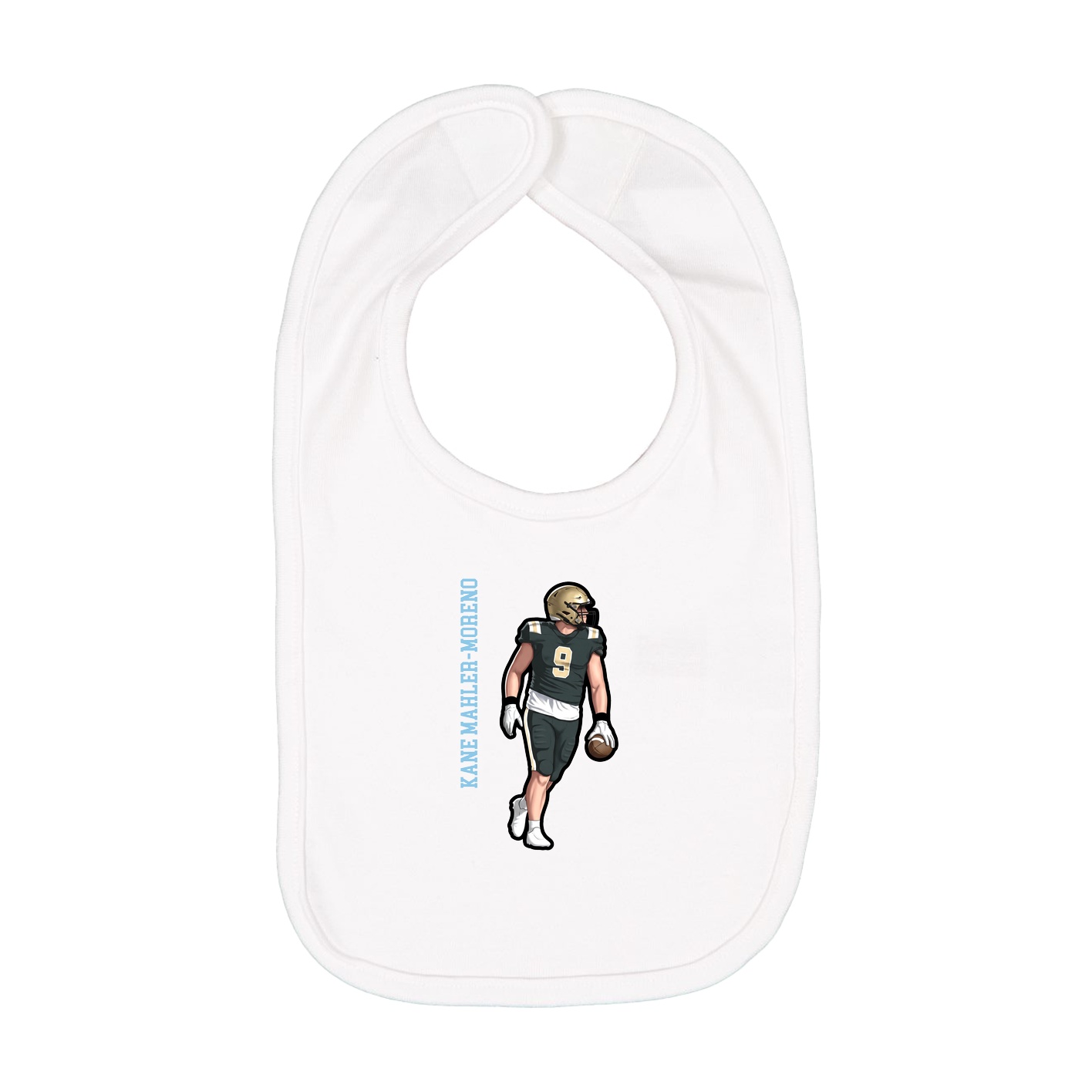 Infant Bib — Name Vertical in White