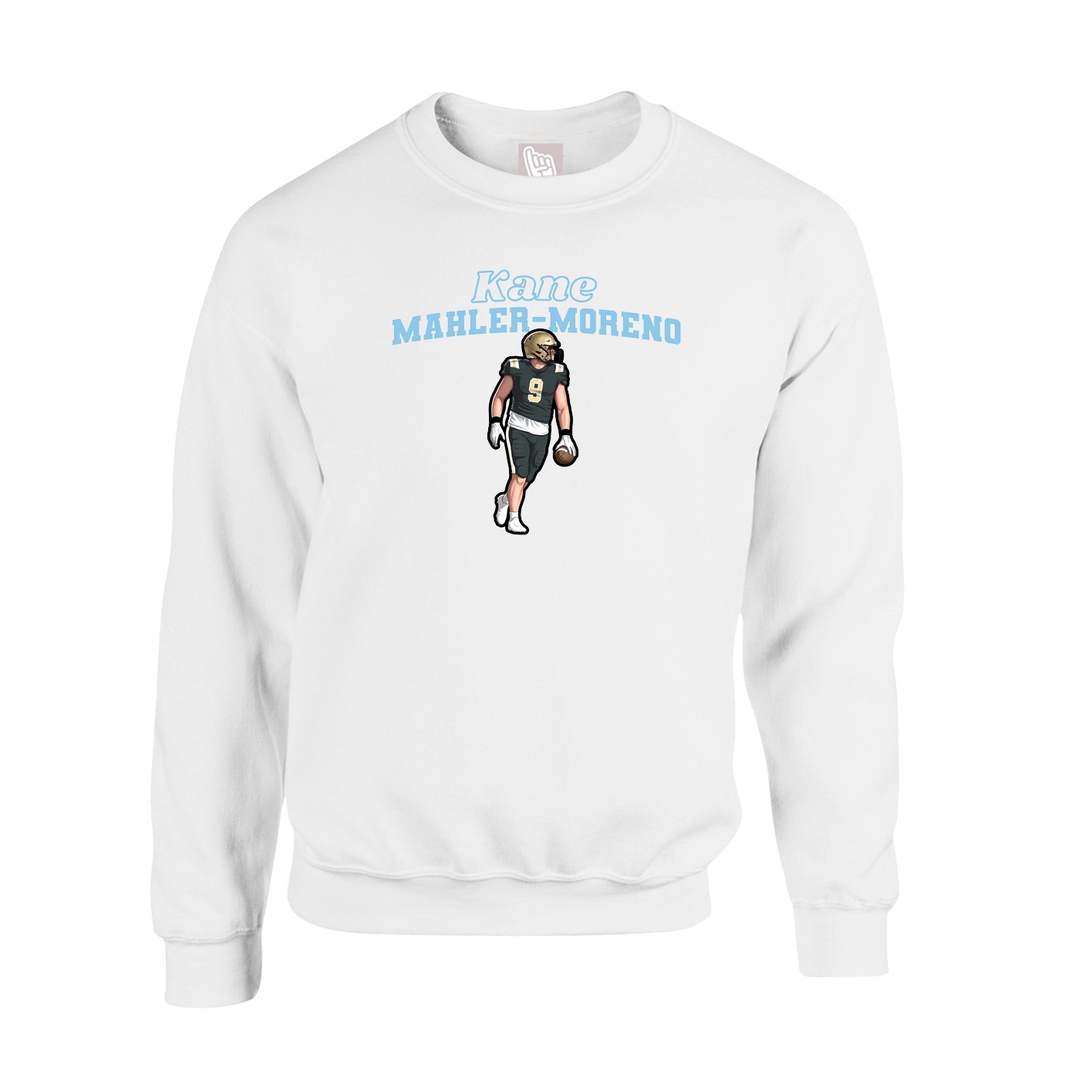 Fleece Crew — Name Arch in White