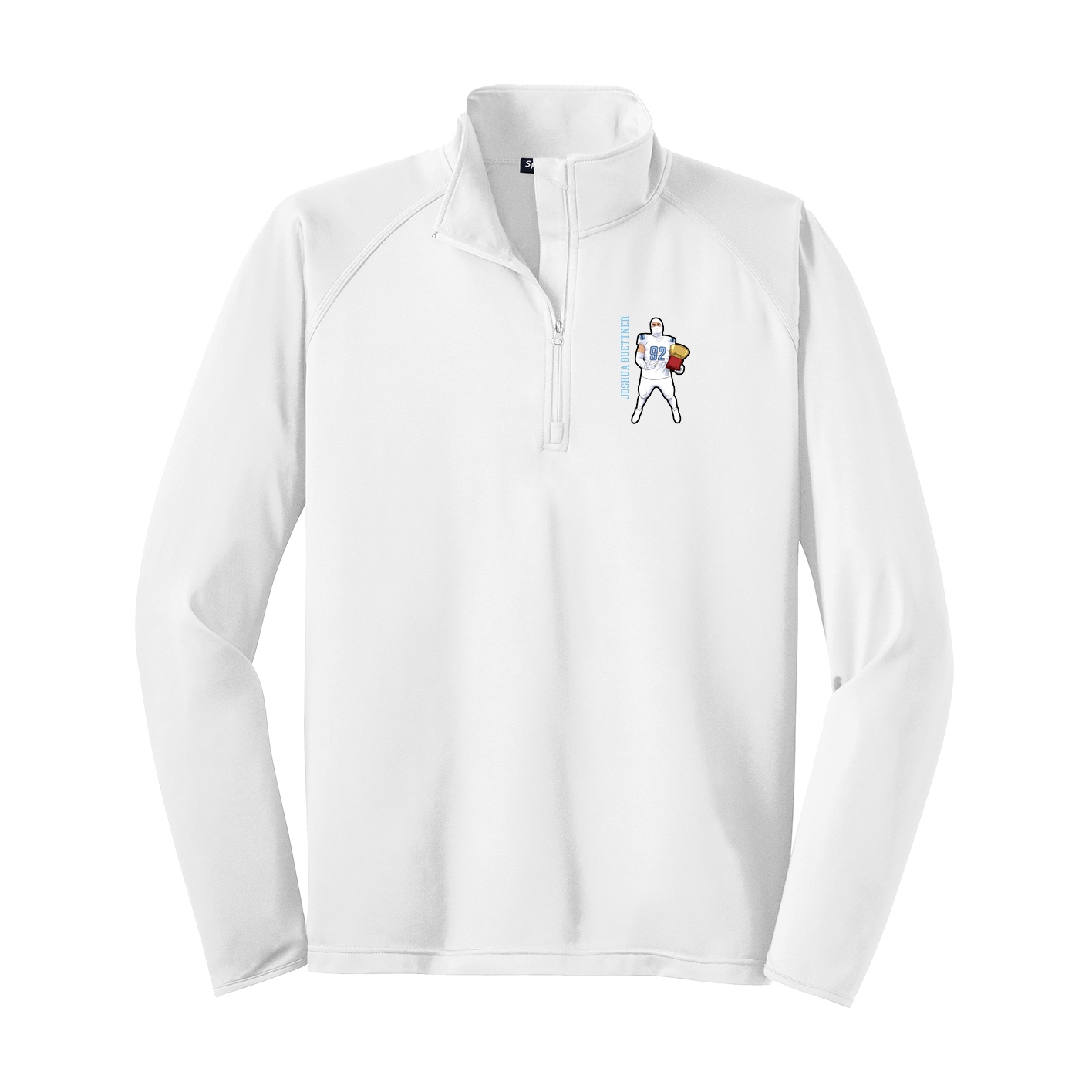 Q-Zip Pullover — Name Vertical in White