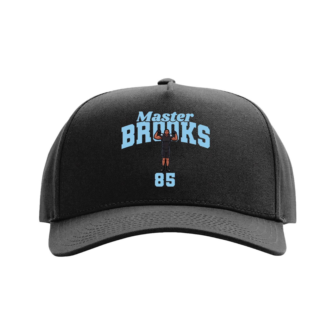 Full Fabric Five-Panel Champ Cap — Signature Arch in Black