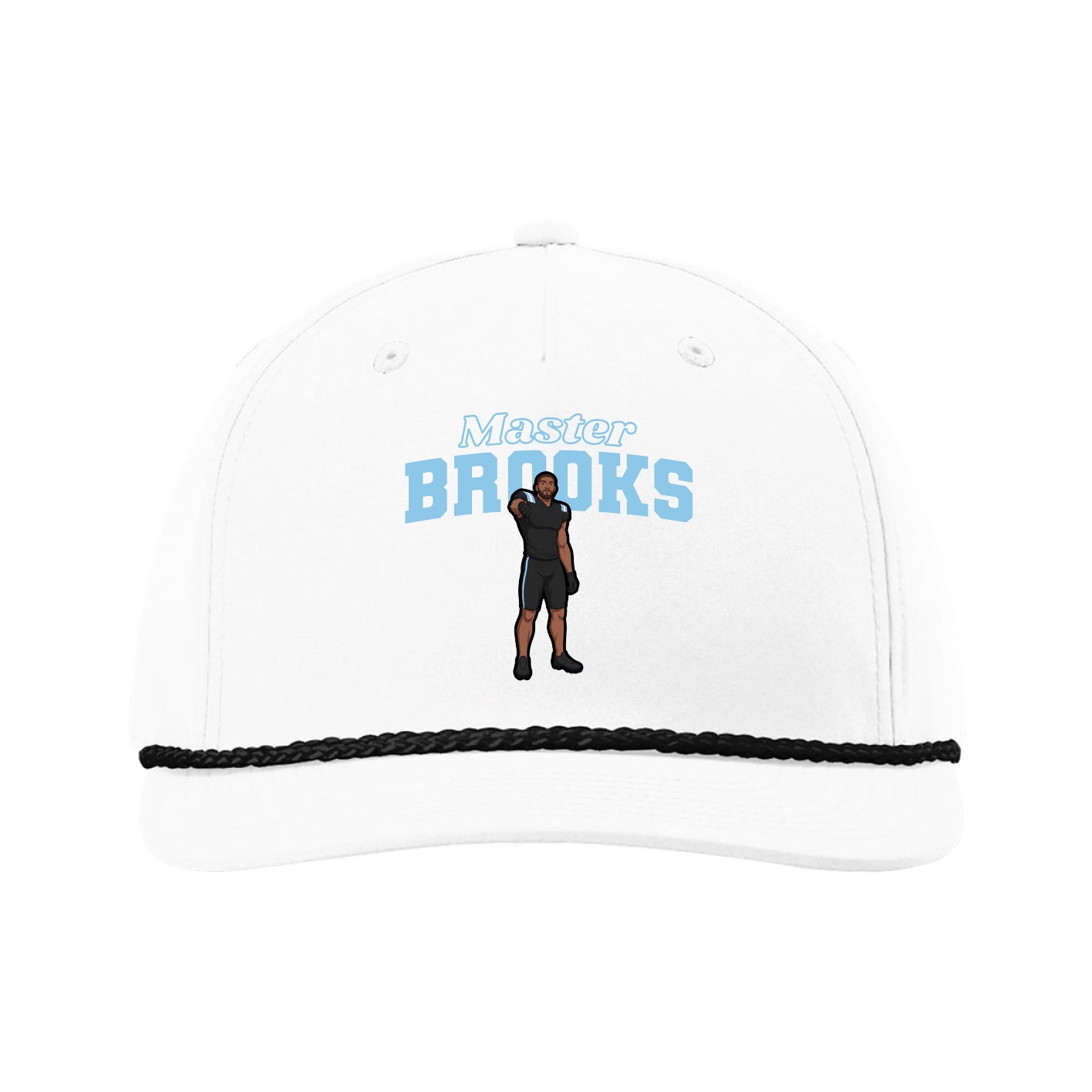 Five-Panel Classic Rope Cap — Name Arch in White