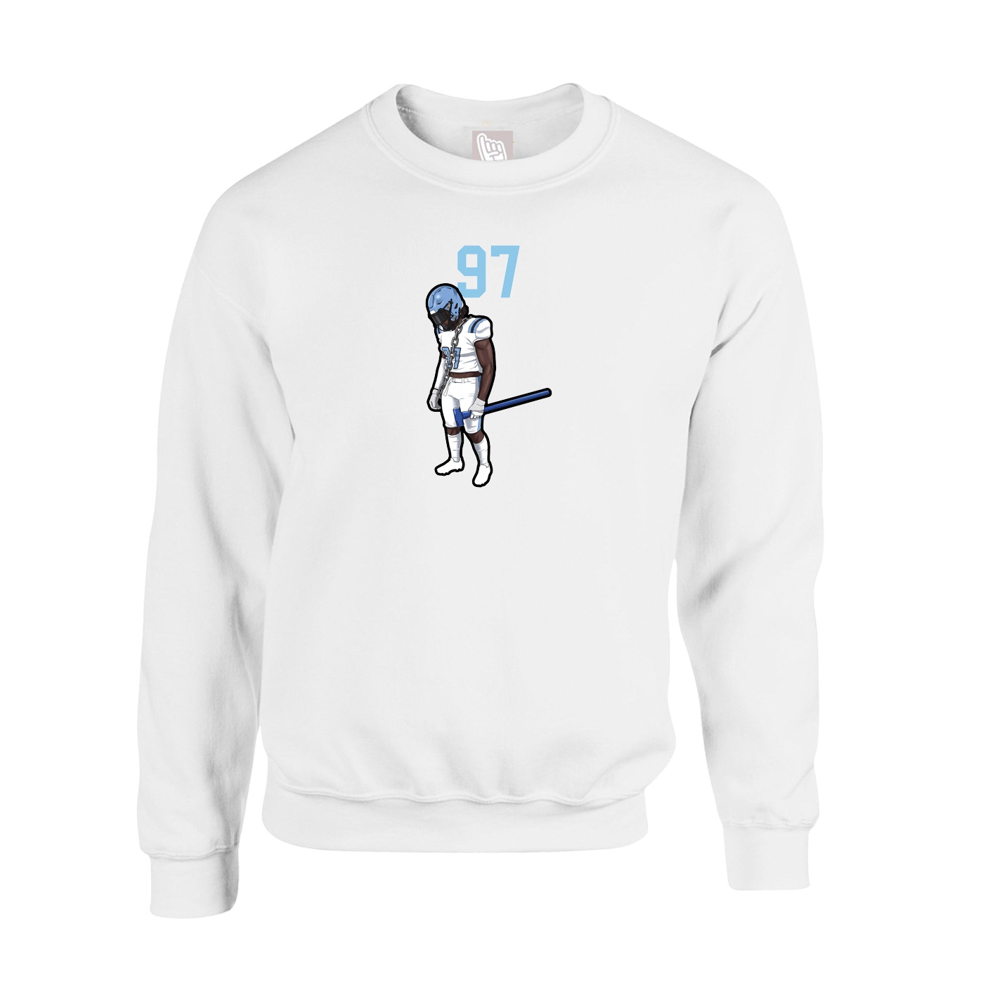 Fleece Crew — Number Top in White