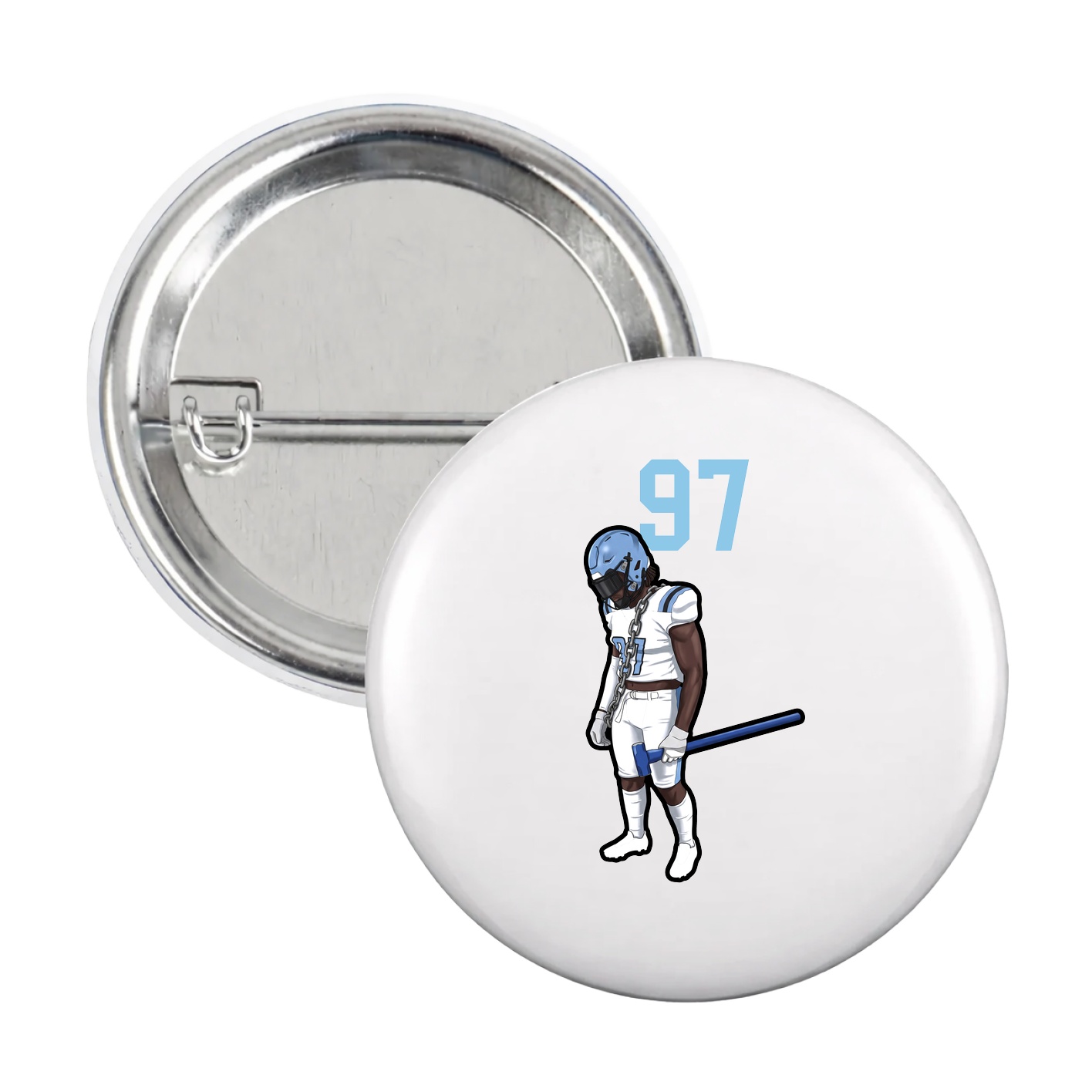 Game Day Button — Number Top in White