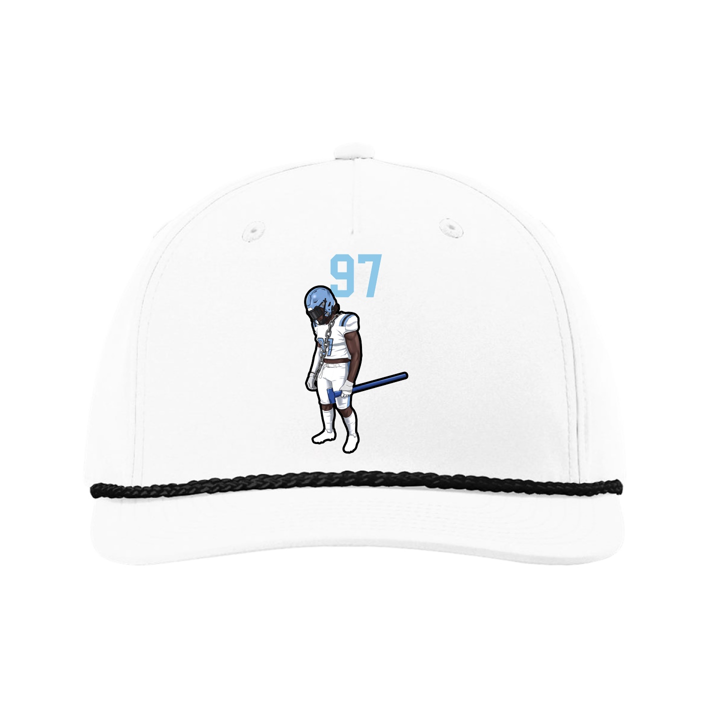 Five-Panel Classic Rope Cap — Number Top in White