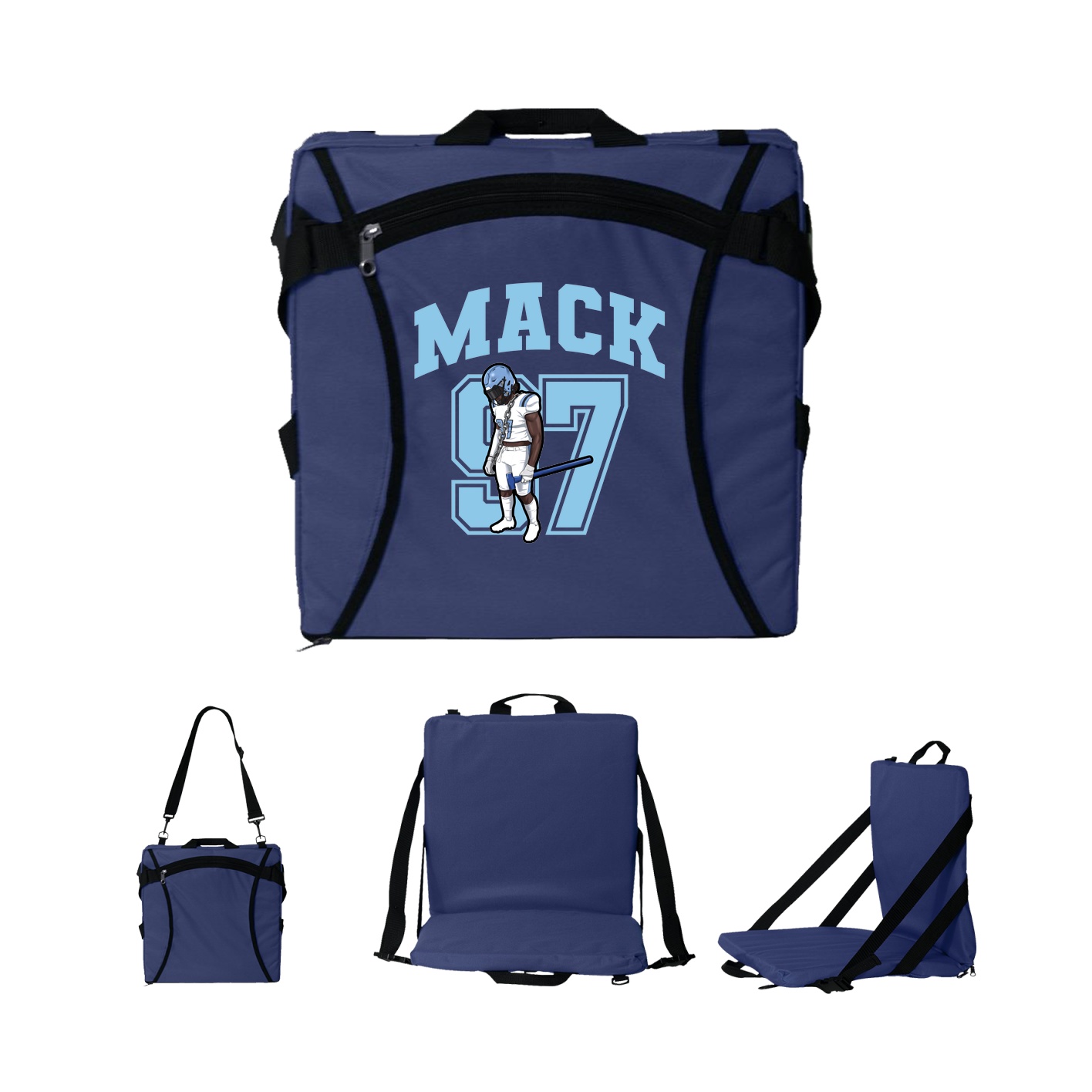 Folding Stadium Seat — Number in Navy