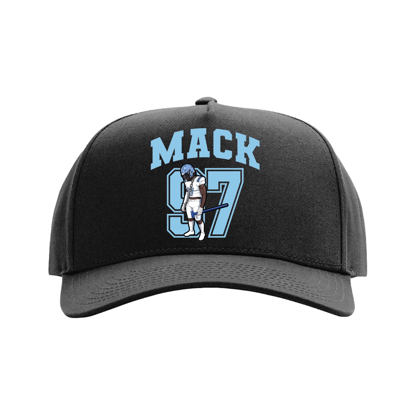 Full Fabric Five-Panel Champ Cap — Number in Black