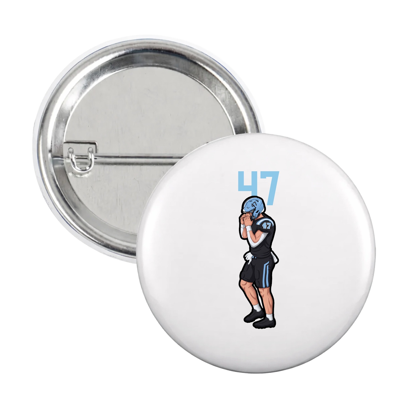 Game Day Button — Number Top in White