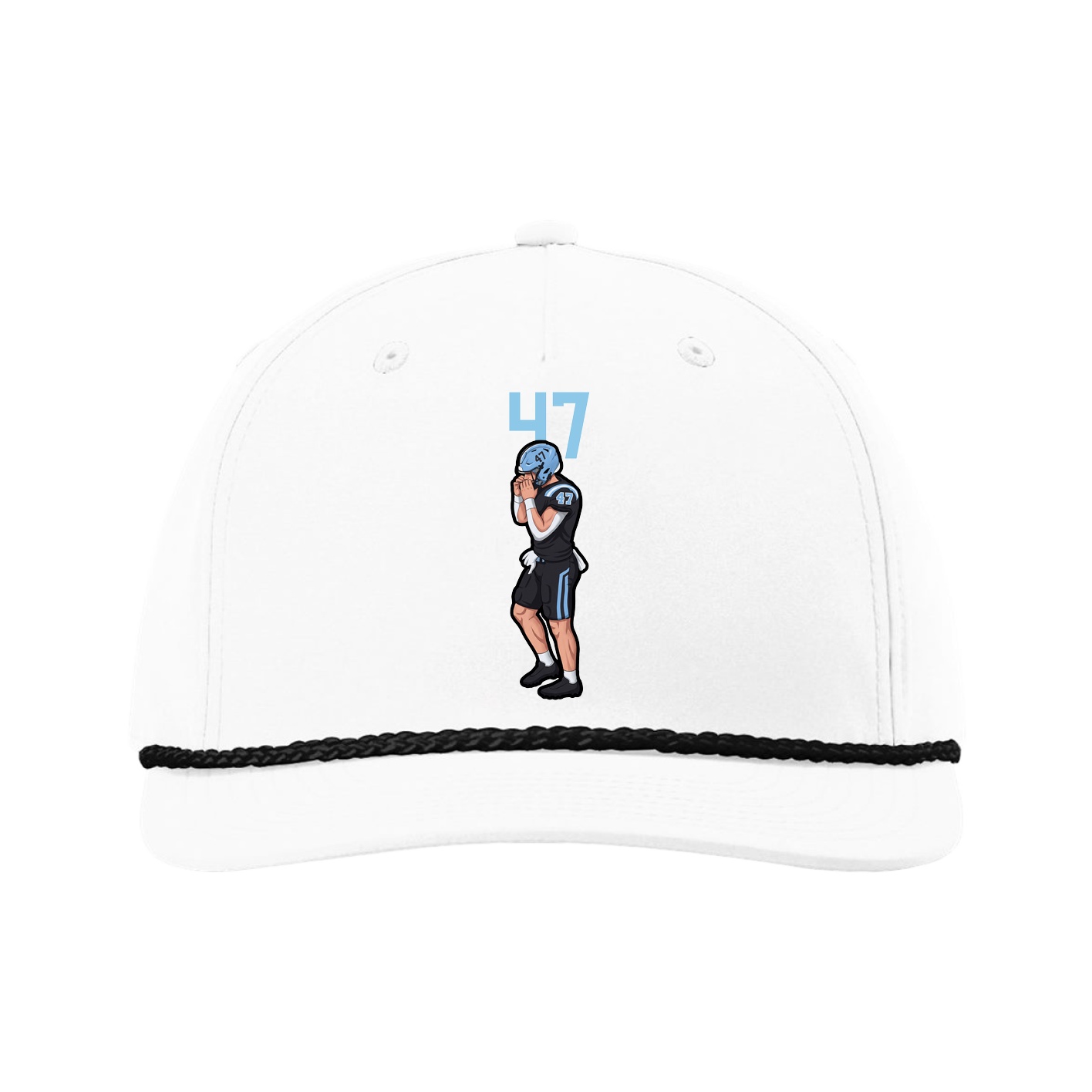 Five-Panel Classic Rope Cap — Number Top in White