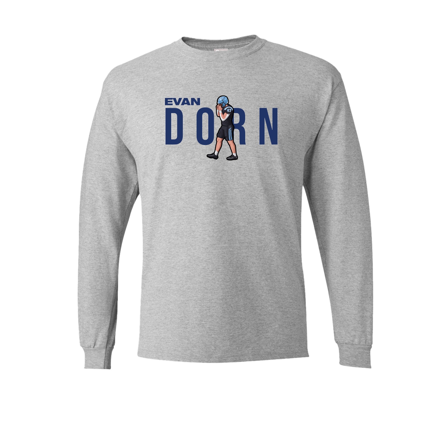 Long Sleeve Tee — Player Name in Grey