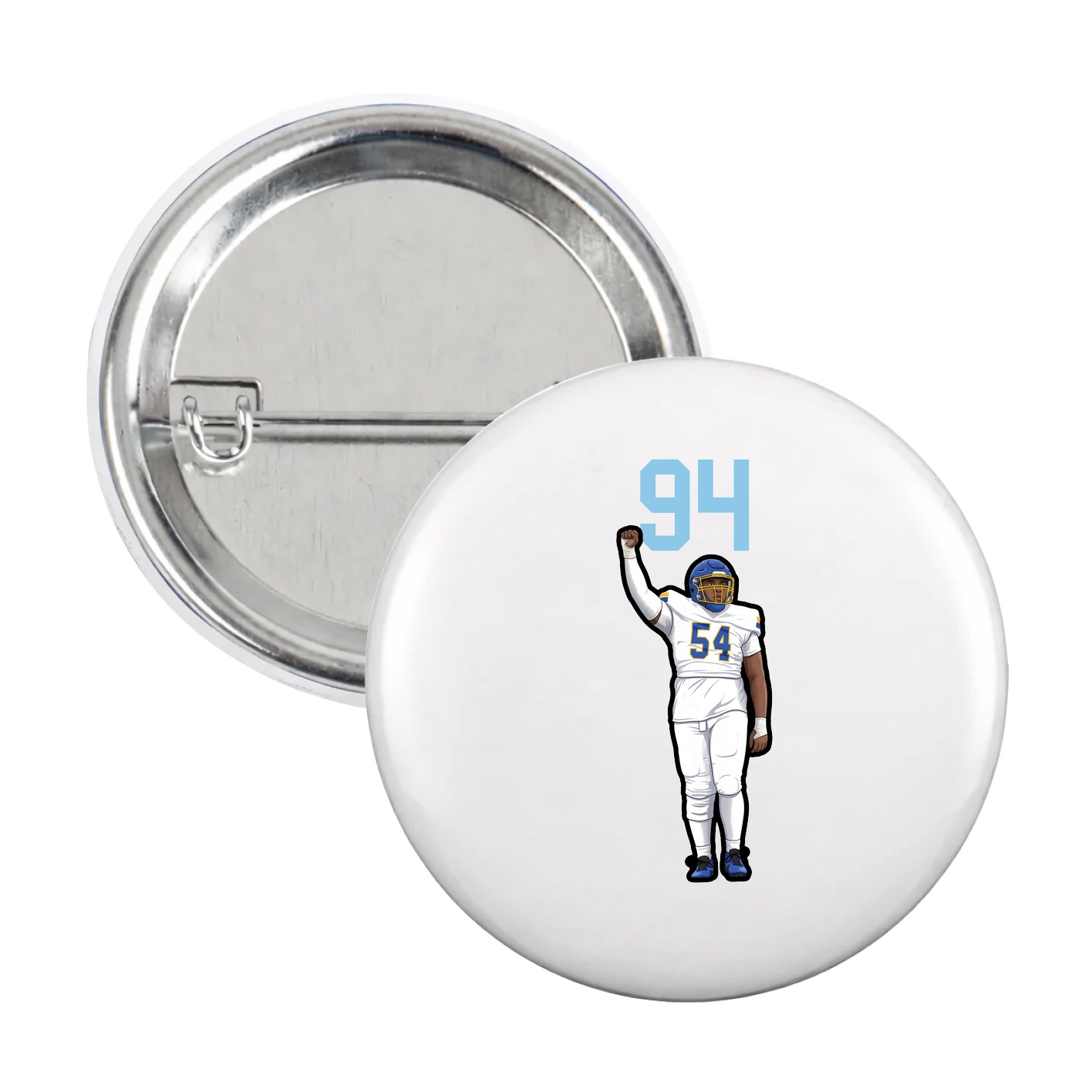 Game Day Button — Number Top in White