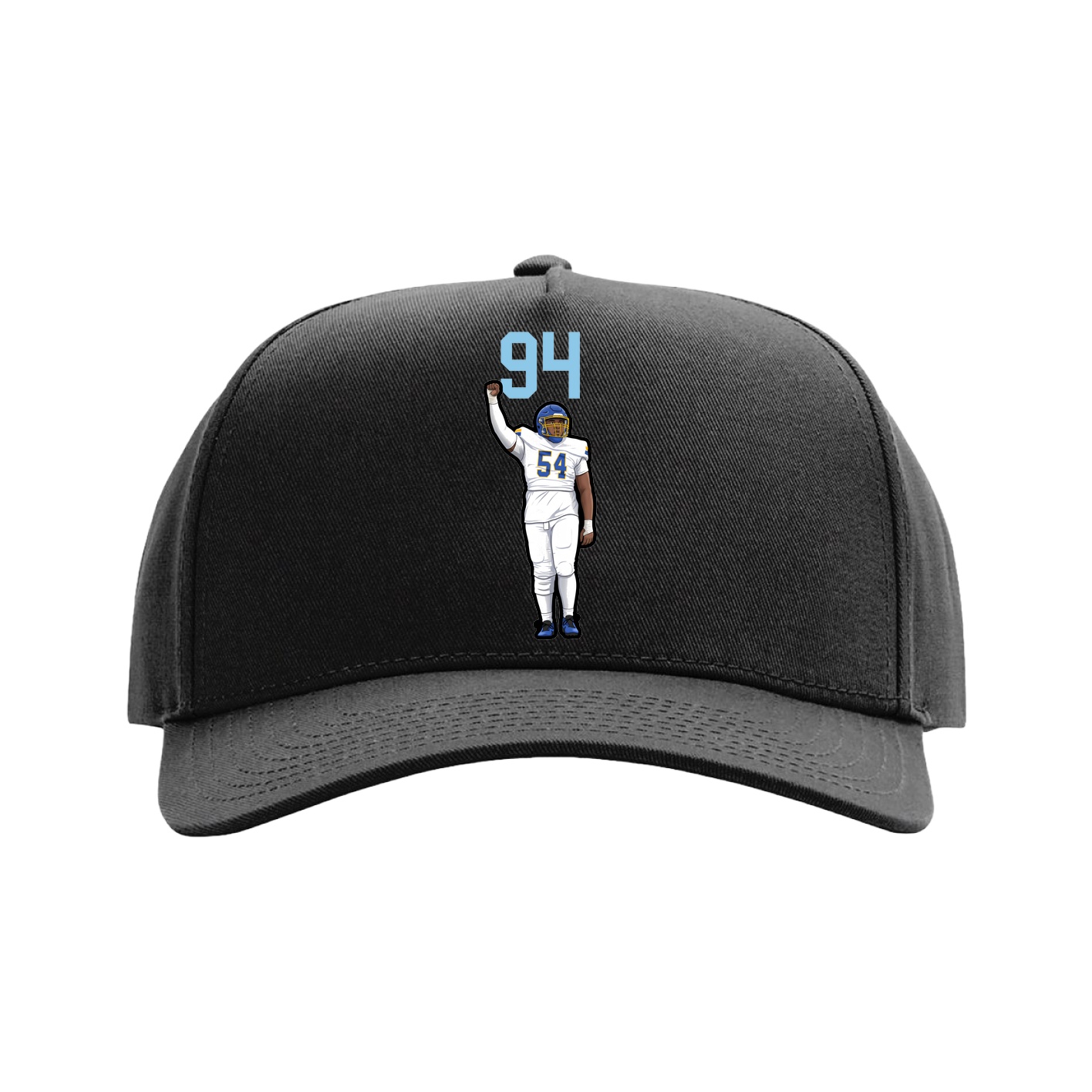 Full Fabric Five-Panel Champ Cap — Number Top in Black