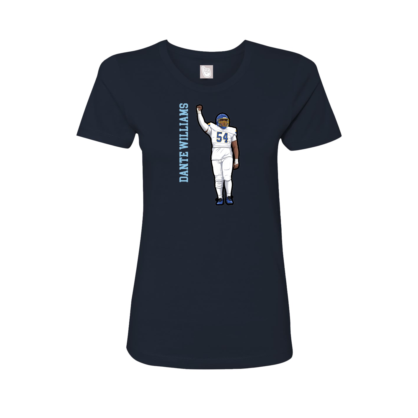 Fitted Women's Tee — Name Vertical in Navy