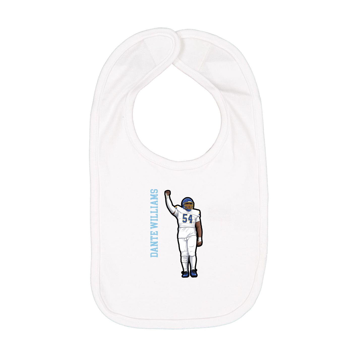 Infant Bib — Name Vertical in White