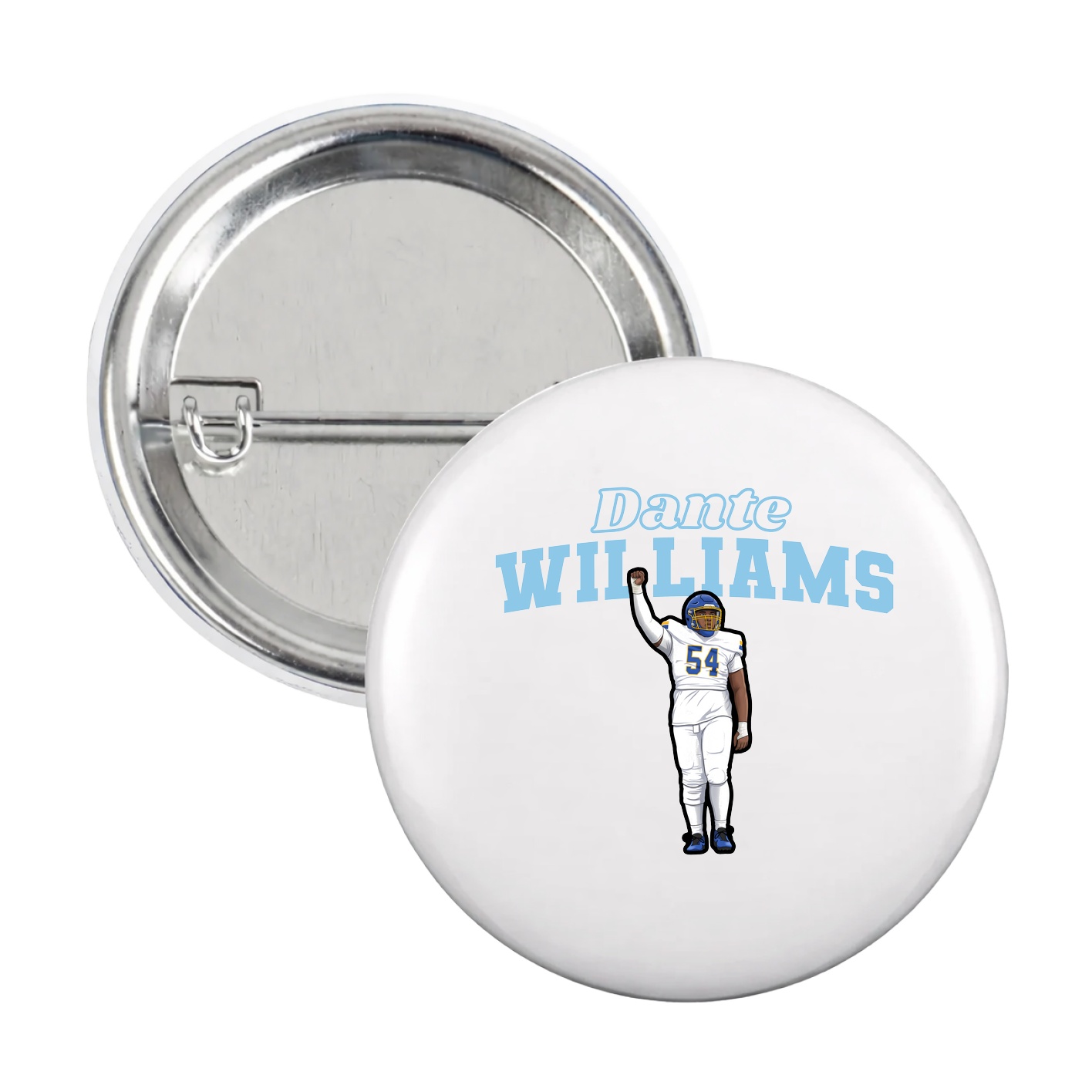 Game Day Button — Name Arch in White