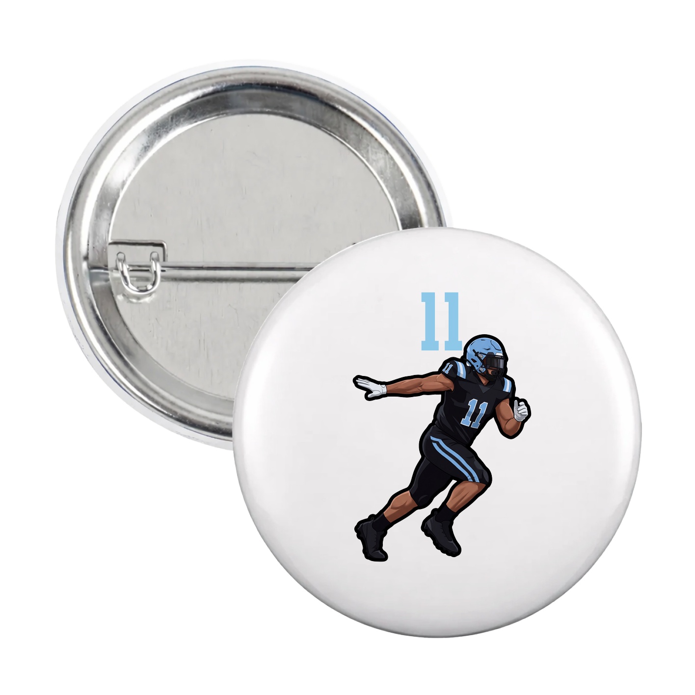 Game Day Button — Number Top in White