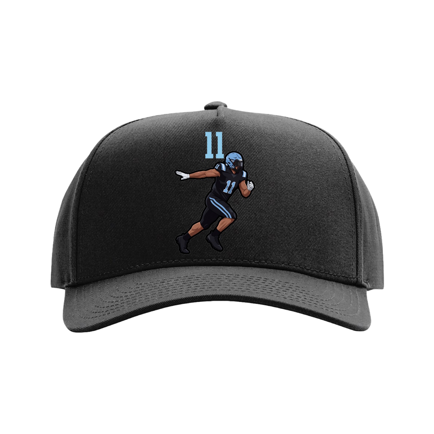 Full Fabric Five-Panel Champ Cap — Number Top in Black