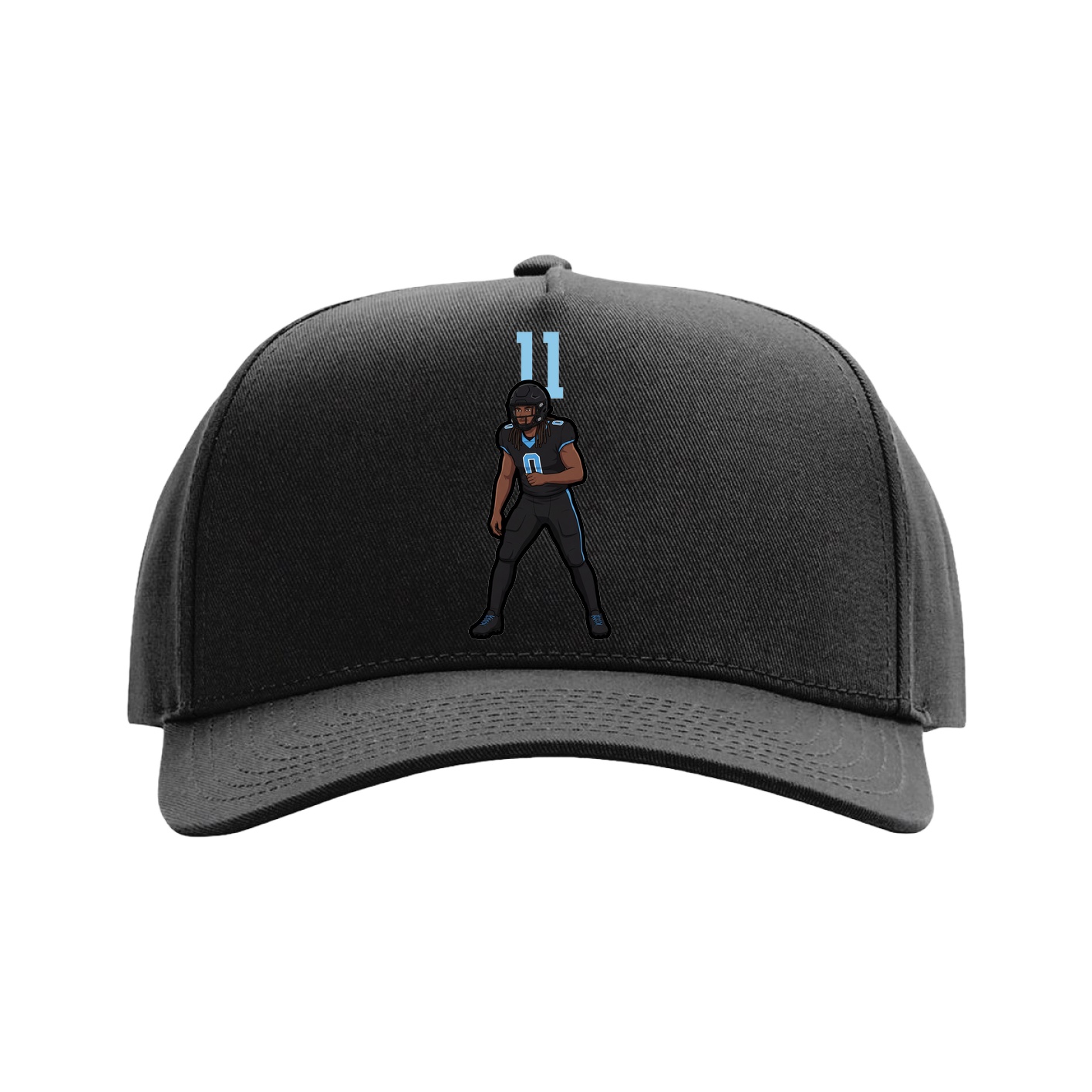 Full Fabric Five-Panel Champ Cap — Number Top in Black