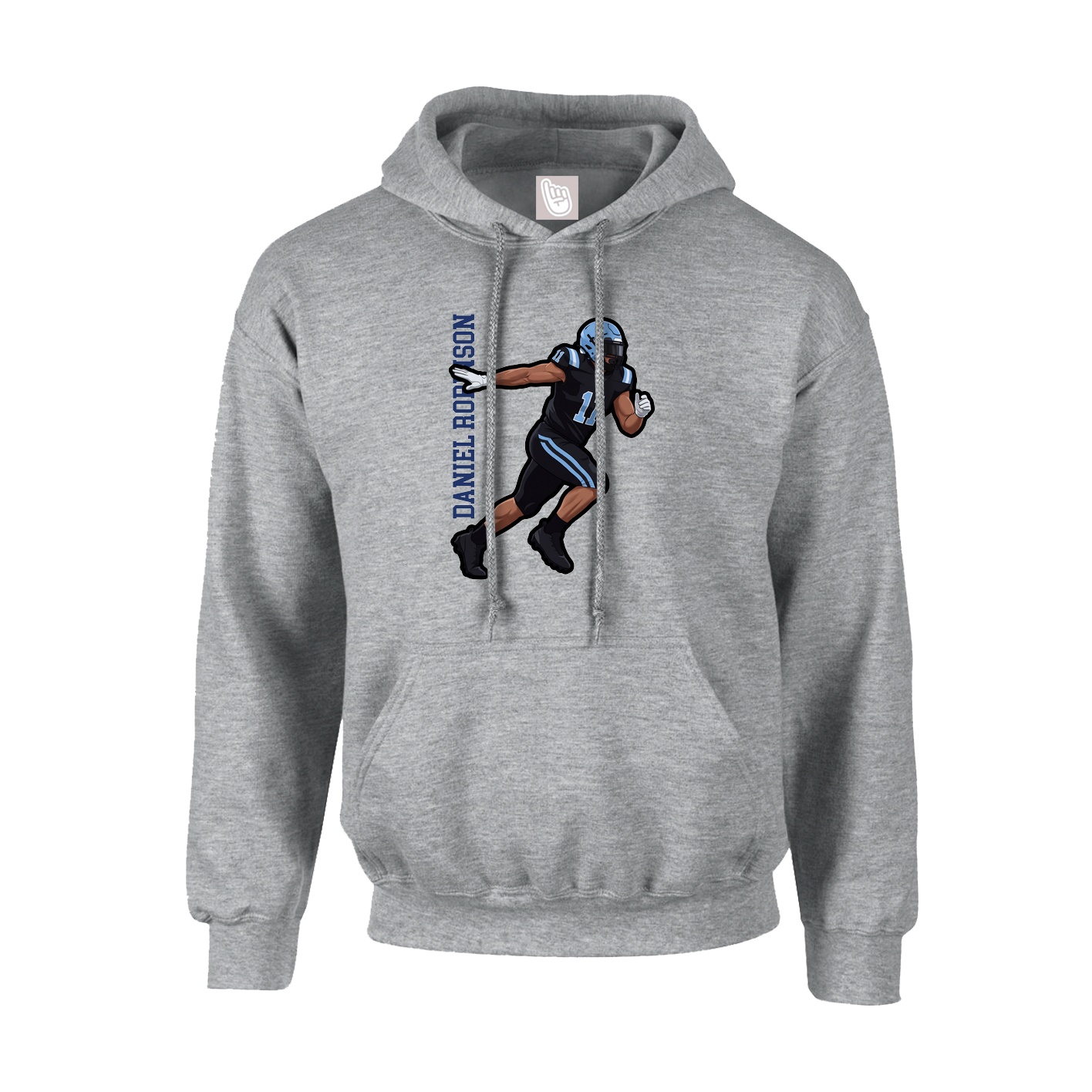 Youth Hoodie — Name Vertical in Grey