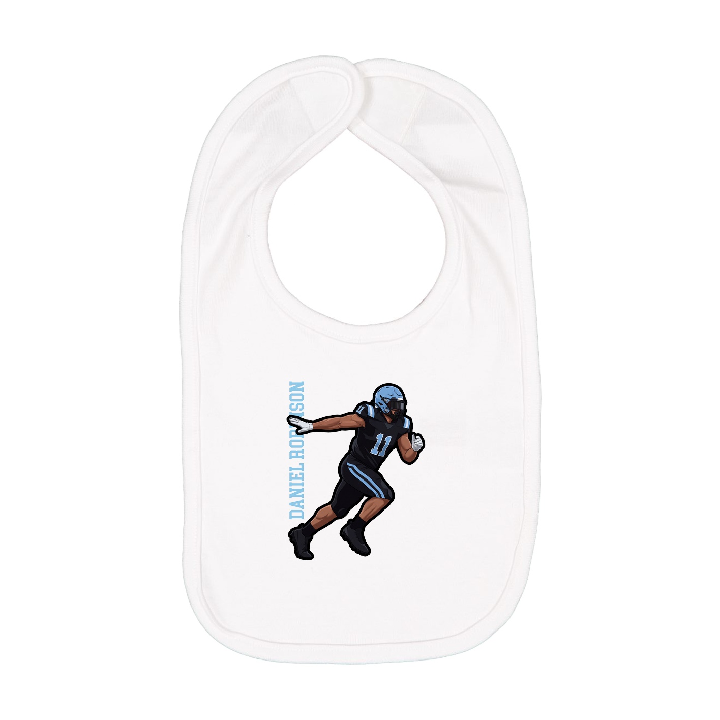 Infant Bib — Name Vertical in White