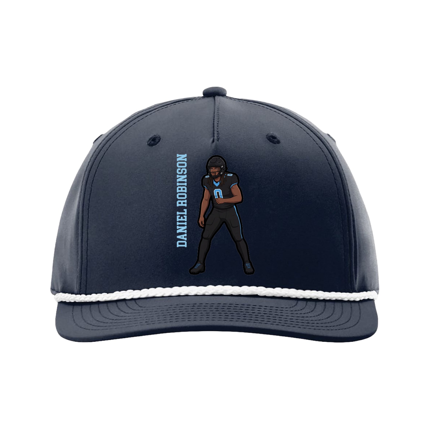 Five-Panel Classic Rope Cap — Name Vertical in Navy