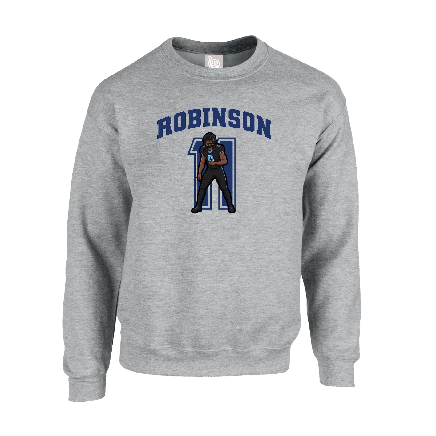 Fleece Crew — Number in Grey