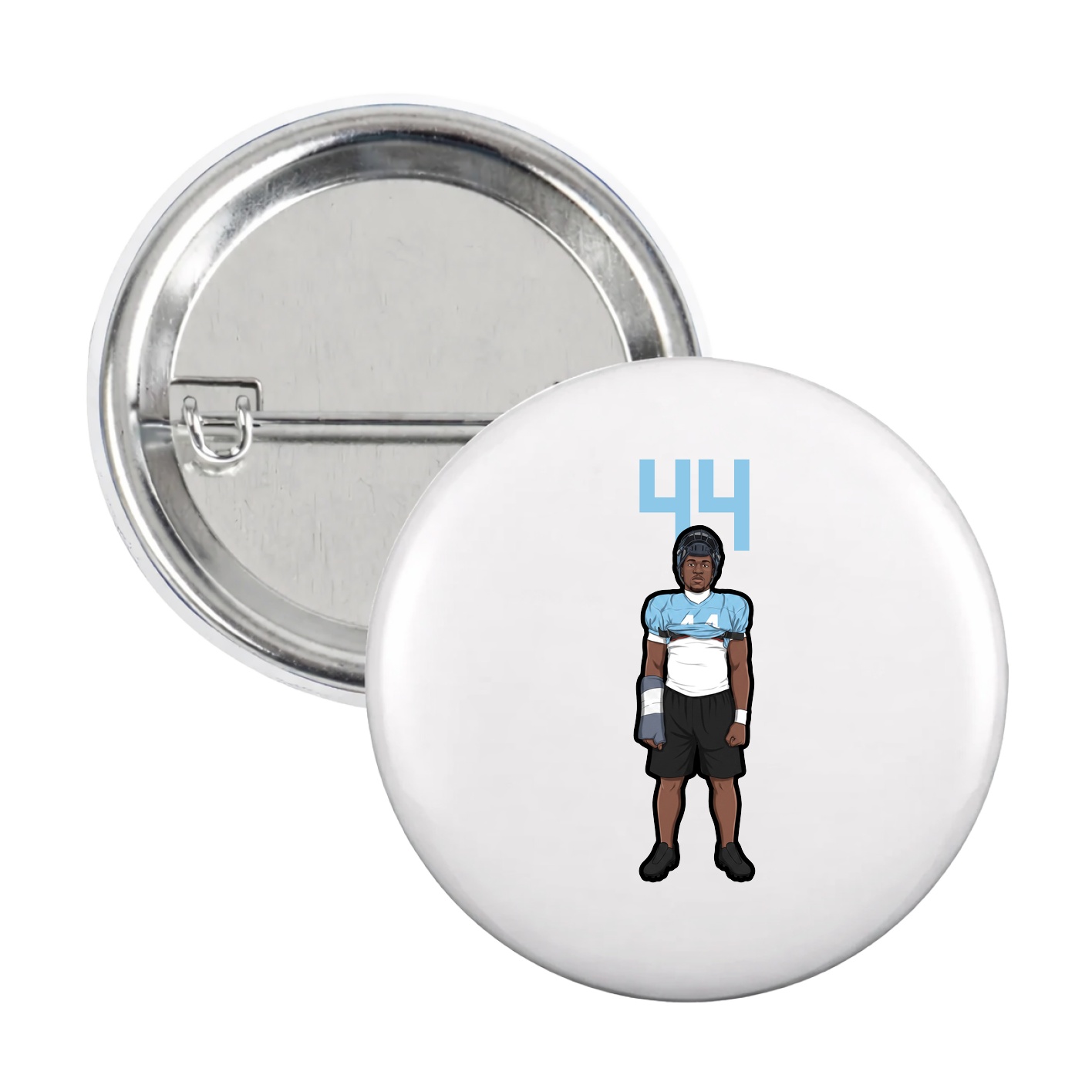 Game Day Button — Number Top in White