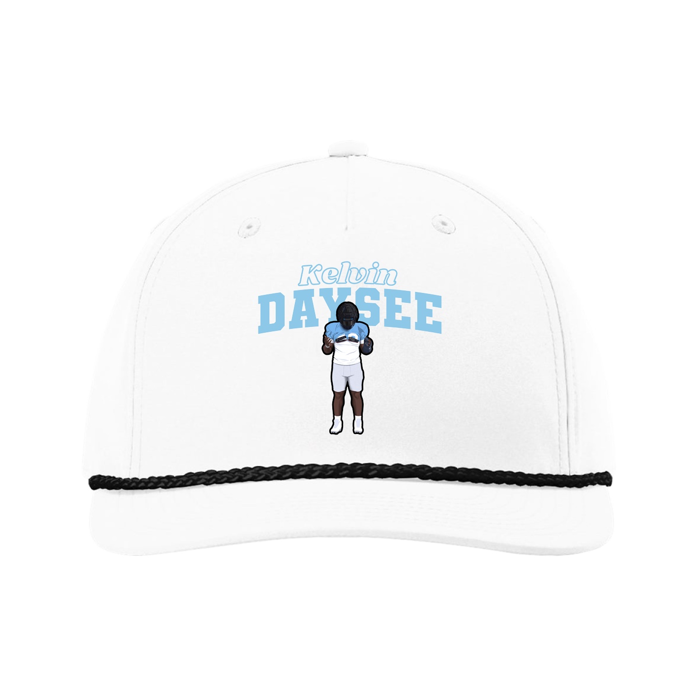Five-Panel Classic Rope Cap — Name Arch in White