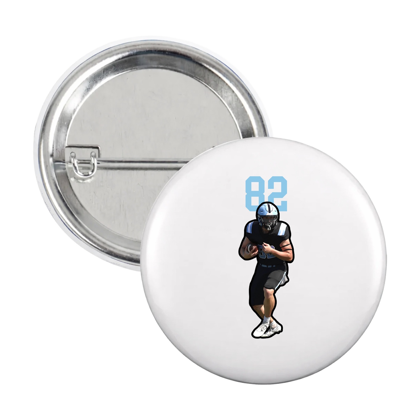 Game Day Button — Number Top in White