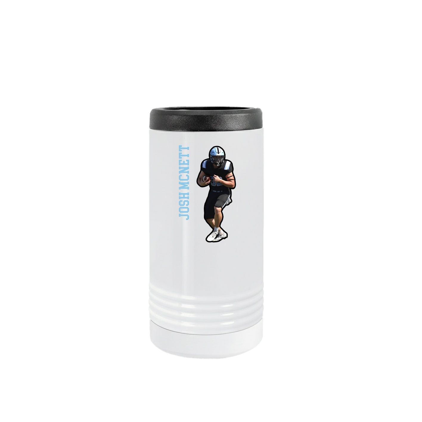 Slim Beverage Holder — Name Vertical in White
