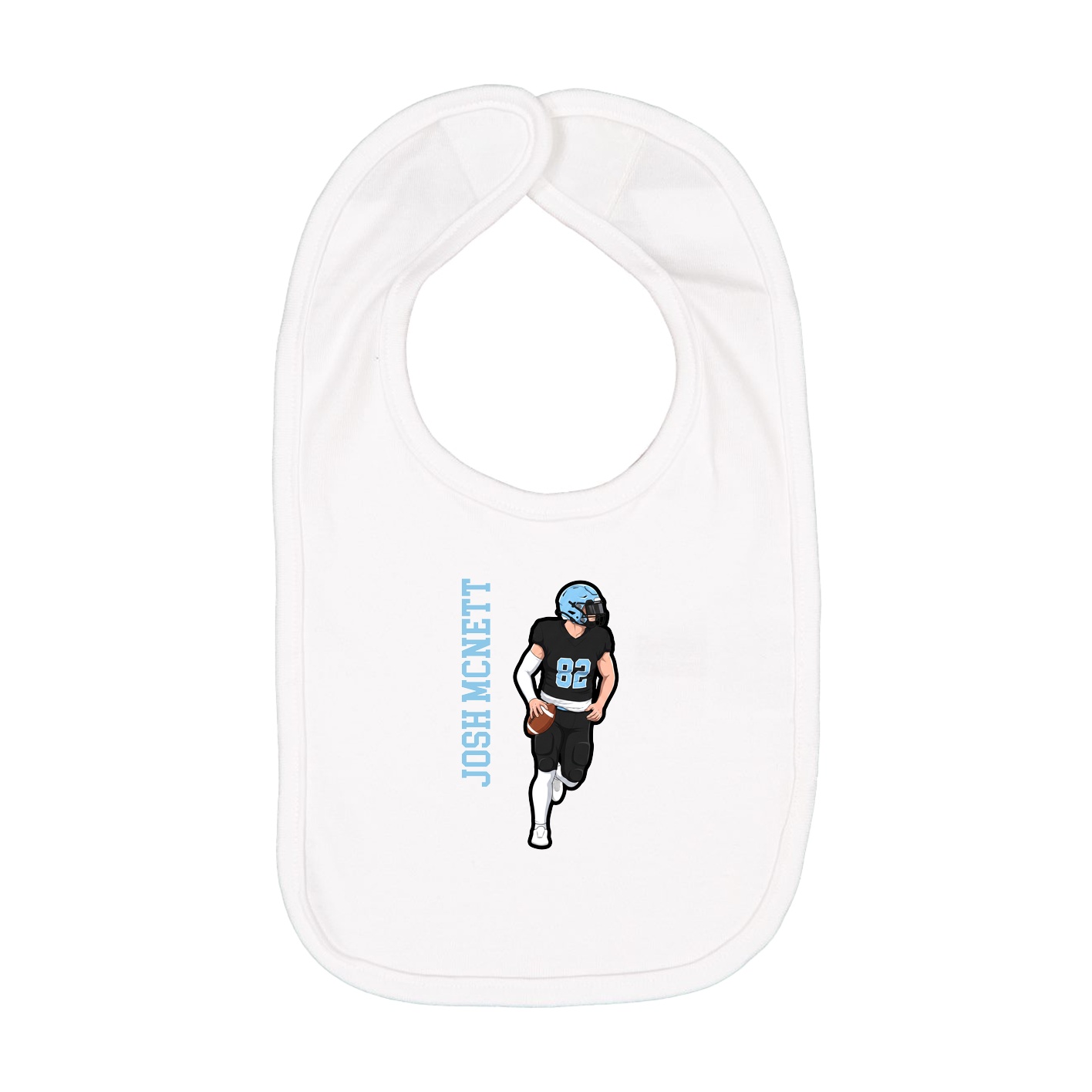 Infant Bib — Name Vertical in White