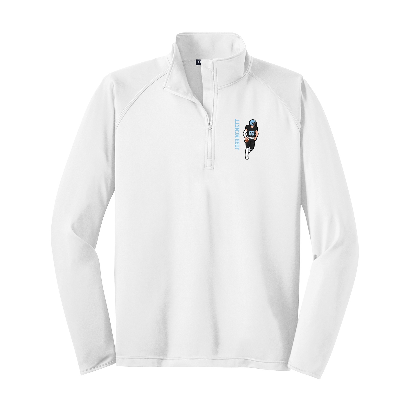 Q-Zip Pullover — Name Vertical in White
