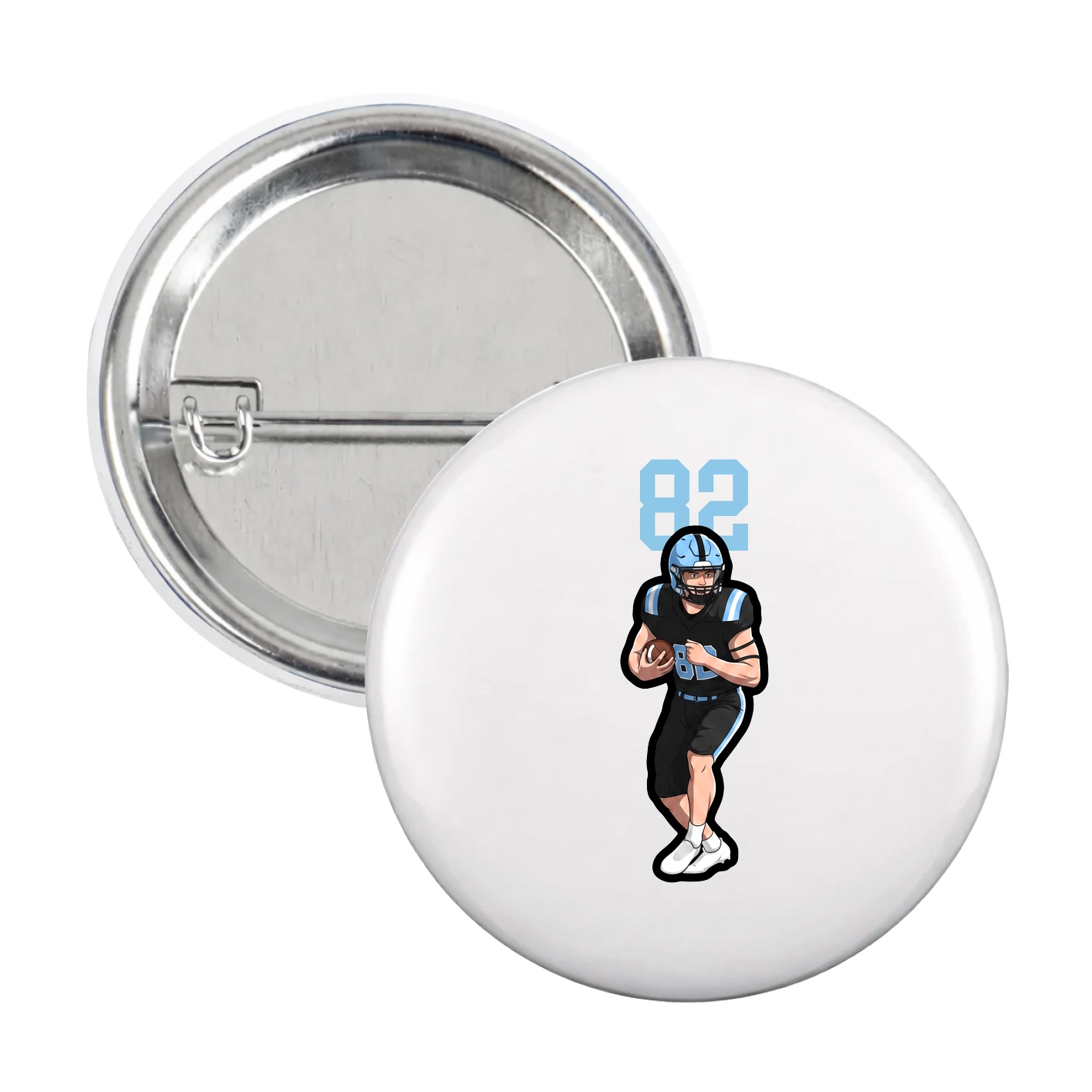 Game Day Button — Number Top in White