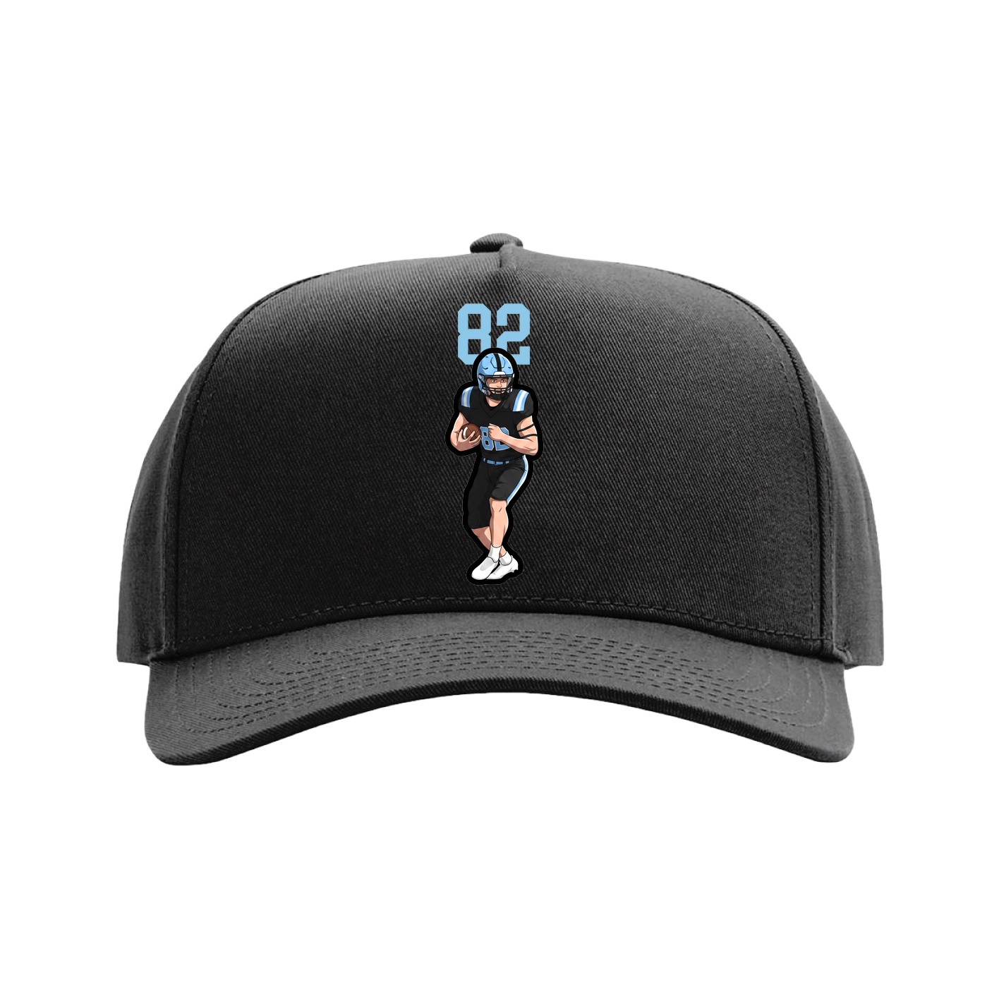 Full Fabric Five-Panel Champ Cap — Number Top in Black