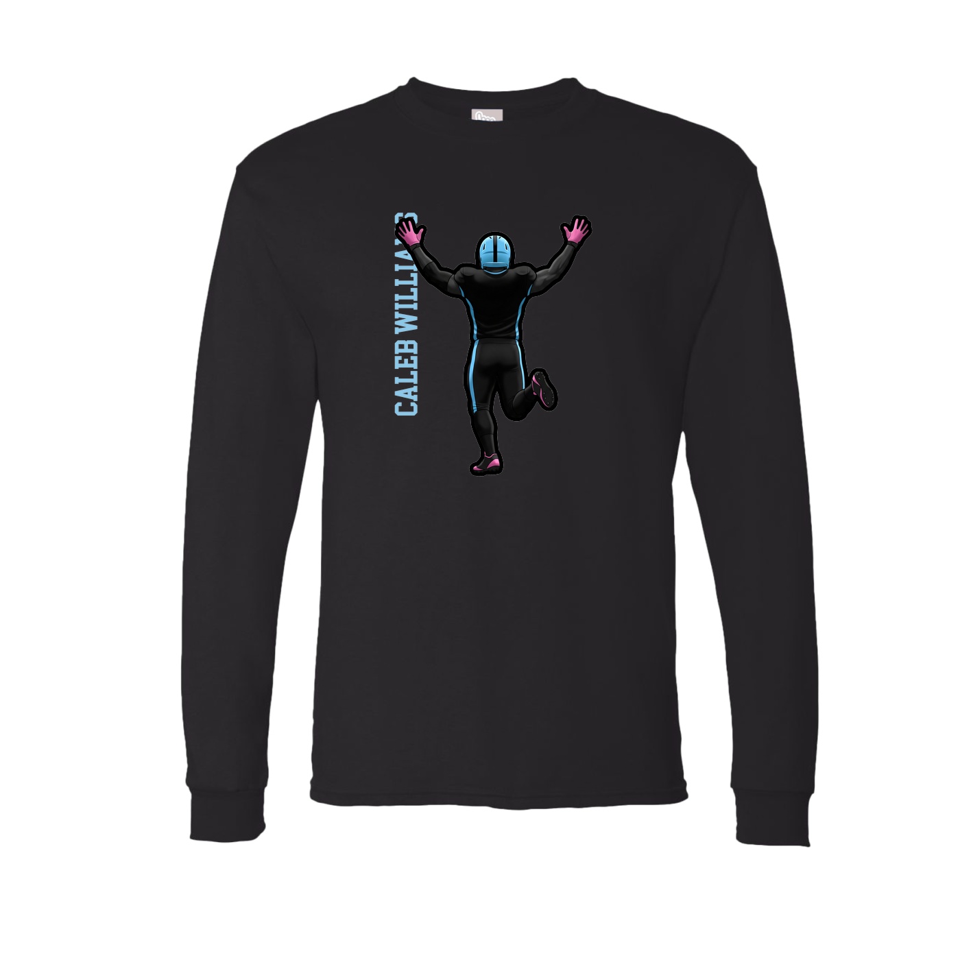 Long Sleeve Tee — Name Vertical in Black