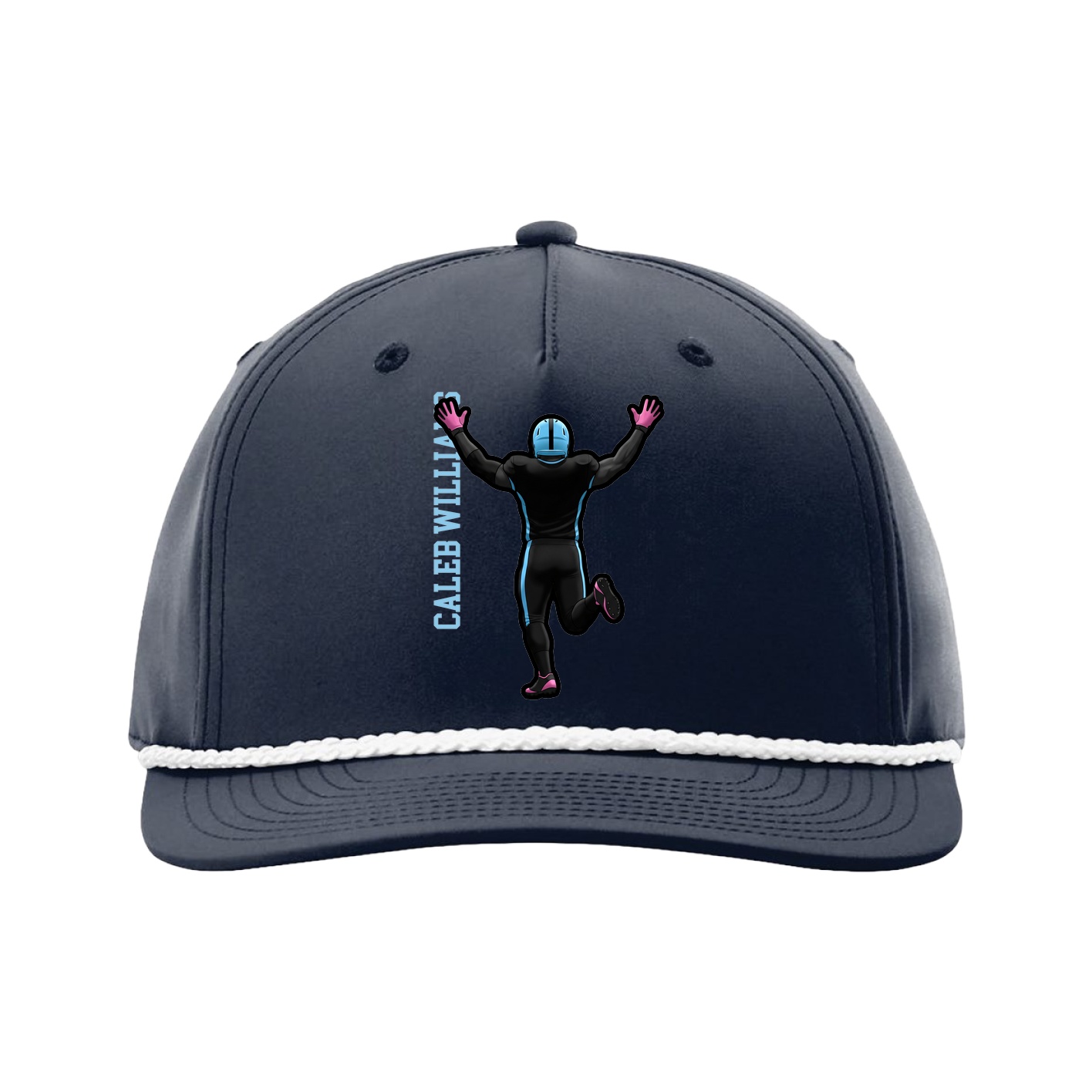 Five-Panel Classic Rope Cap — Name Vertical in Navy